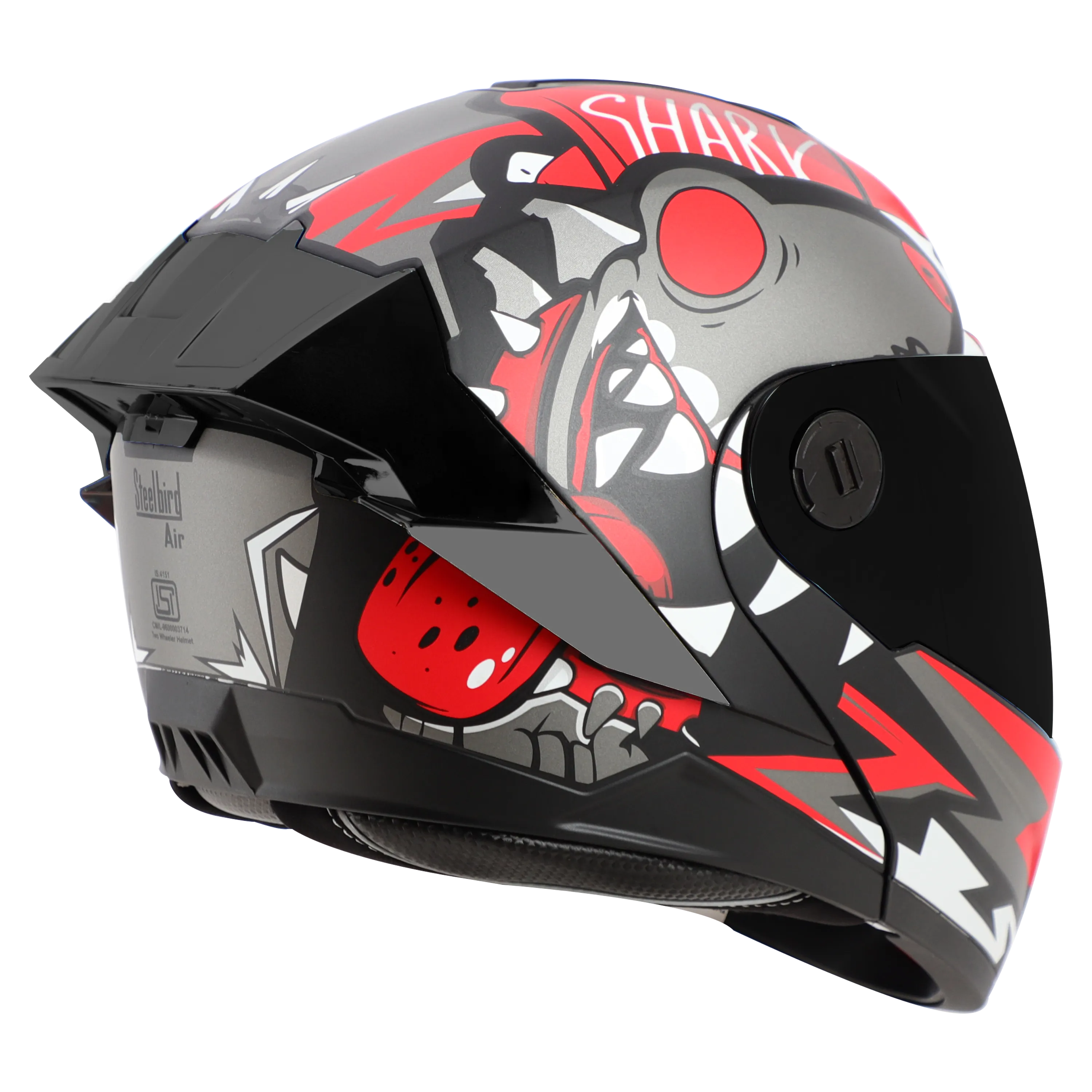 STEELBIRD Sba 8 Sharky Black Red Flip Up Helmet