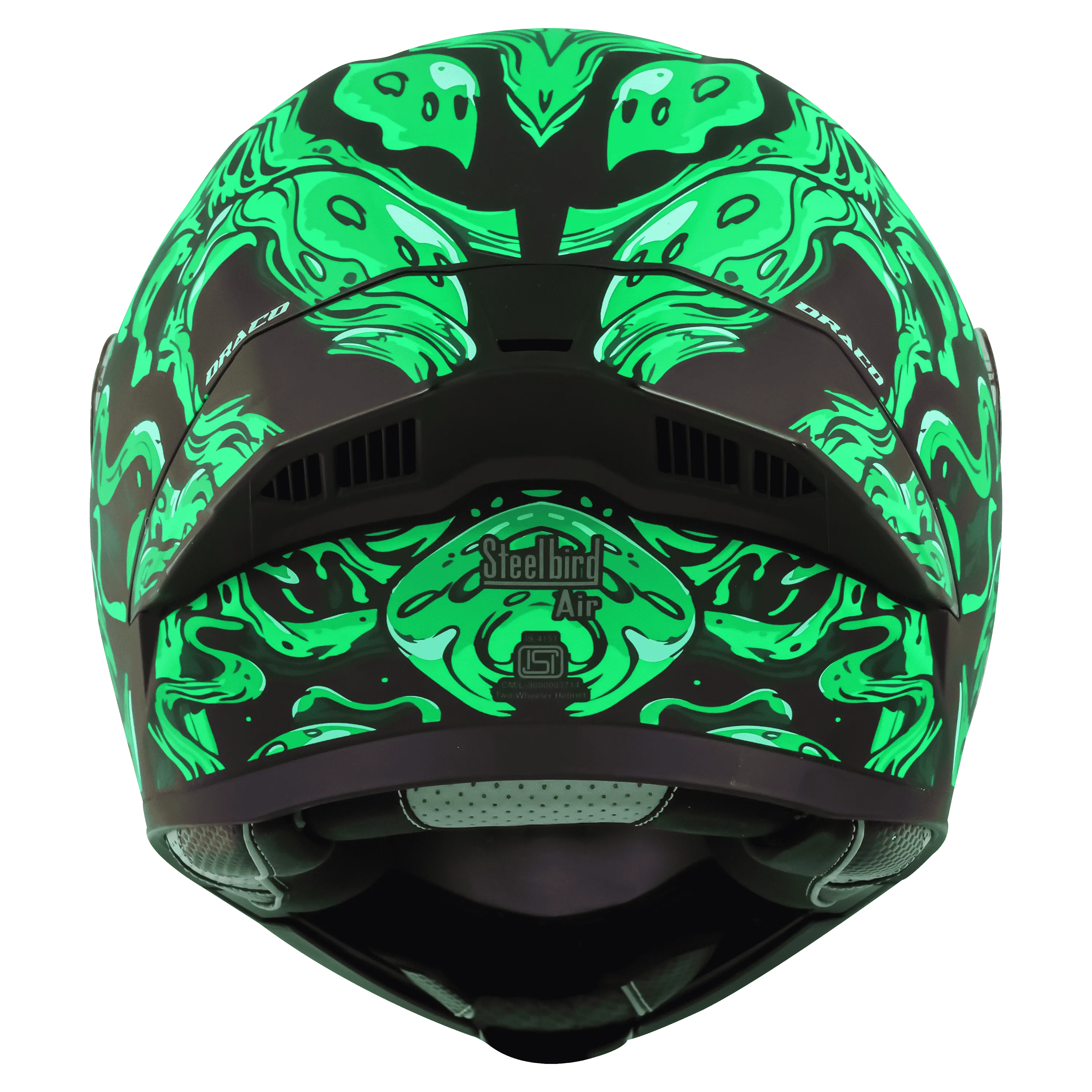 STEELBIRD Sba 20 Draco Black Green Full Face Helmet