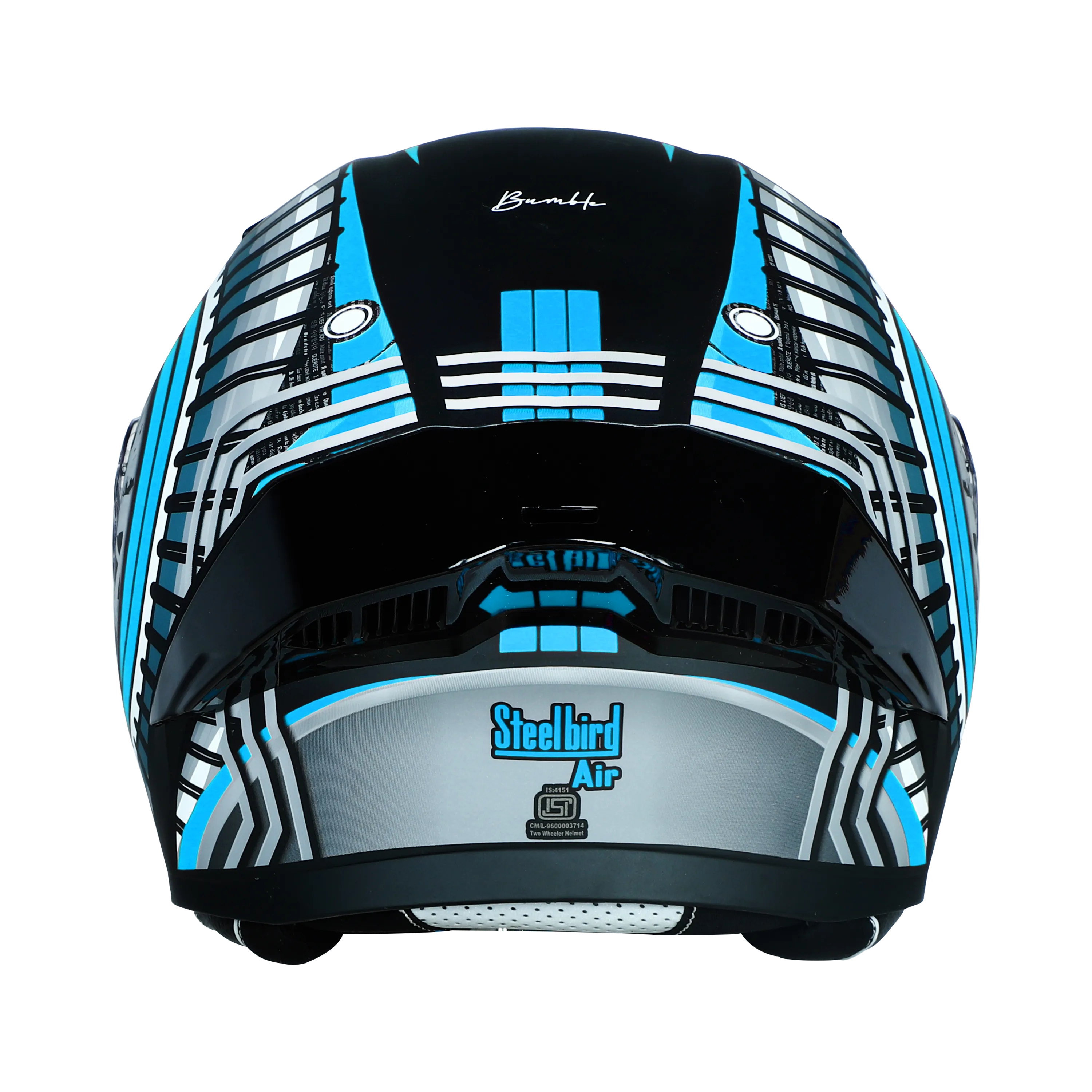STEELBIRD Sba 20 Iss Bumble Glossy Black Jazz Blue Full Face Helmet