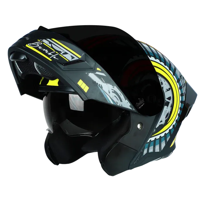 STEELBIRD Sba 20 Iss Bumble Glossy Black Neon Full Face Helmet