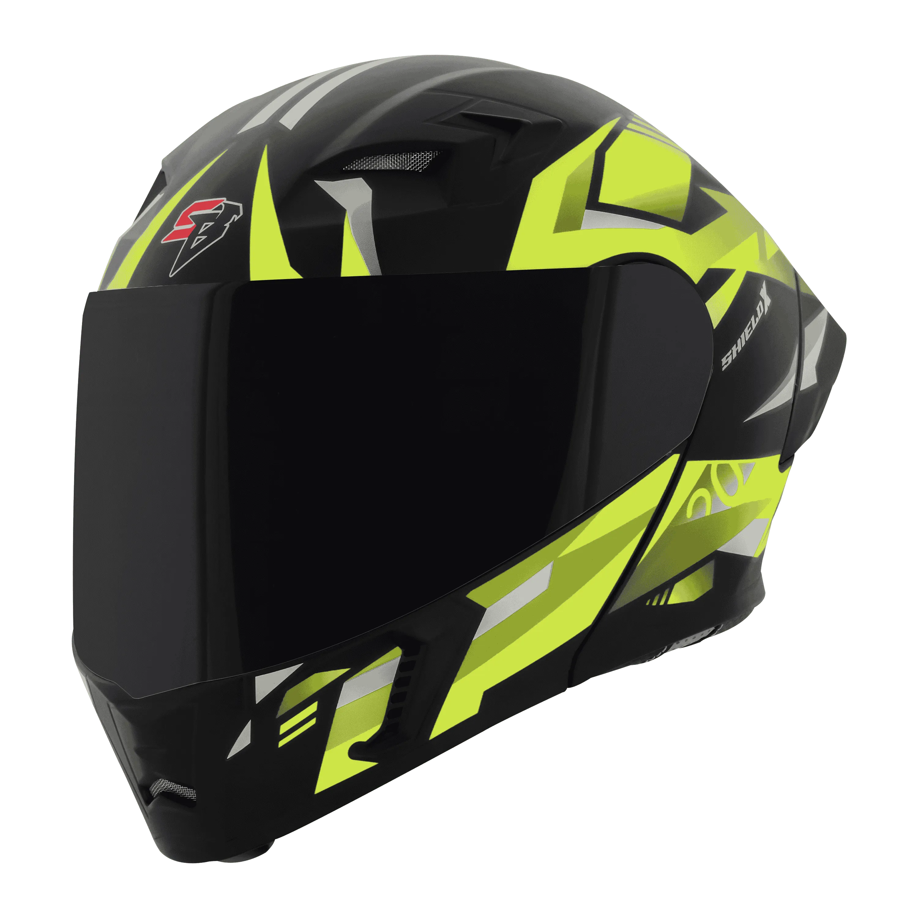 STEELBIRD Sba 20 Shield X Glossy Black Neon Full Face Helmet
