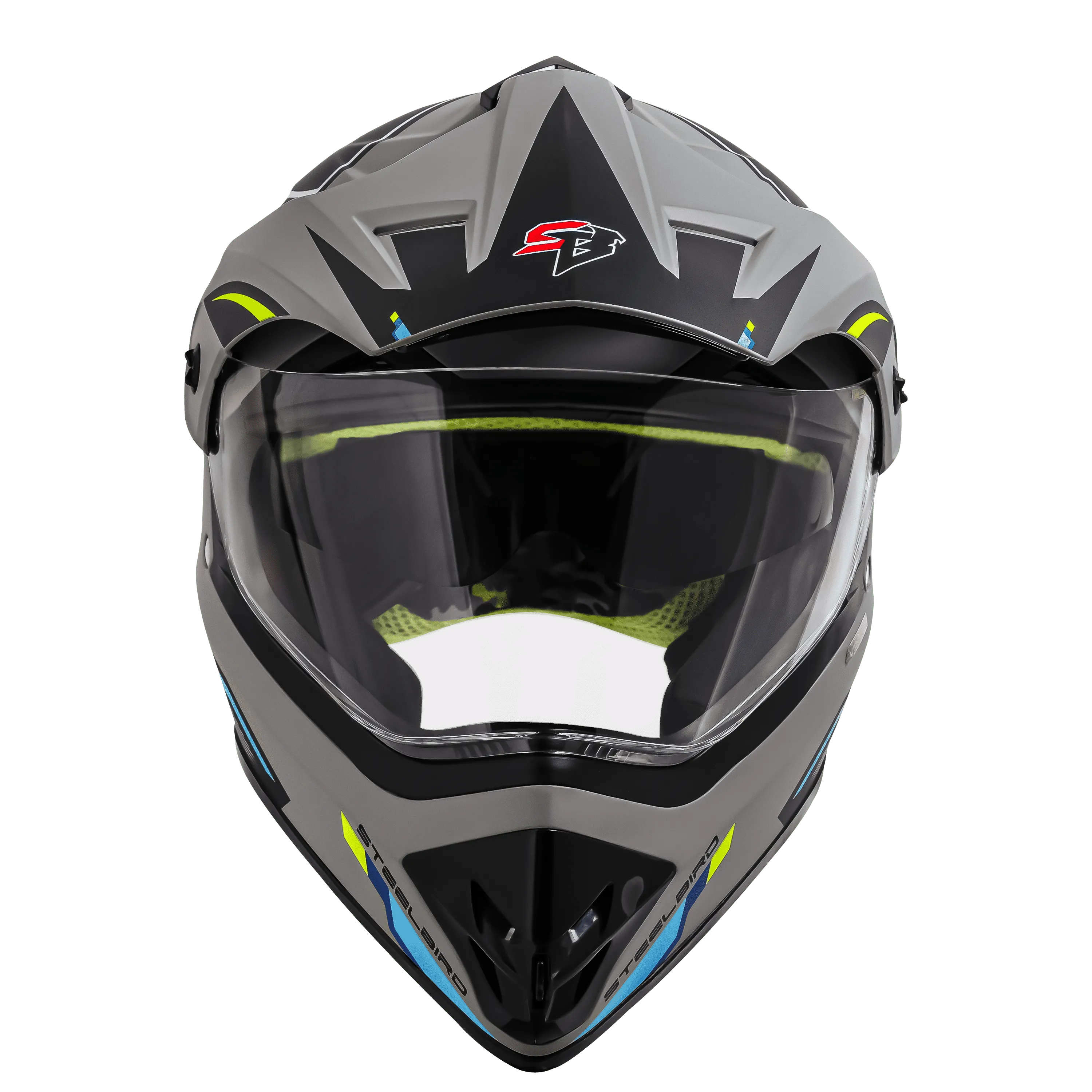 STEELBIRD Sbh 13 Racer Grey Neon Full Face Helmet