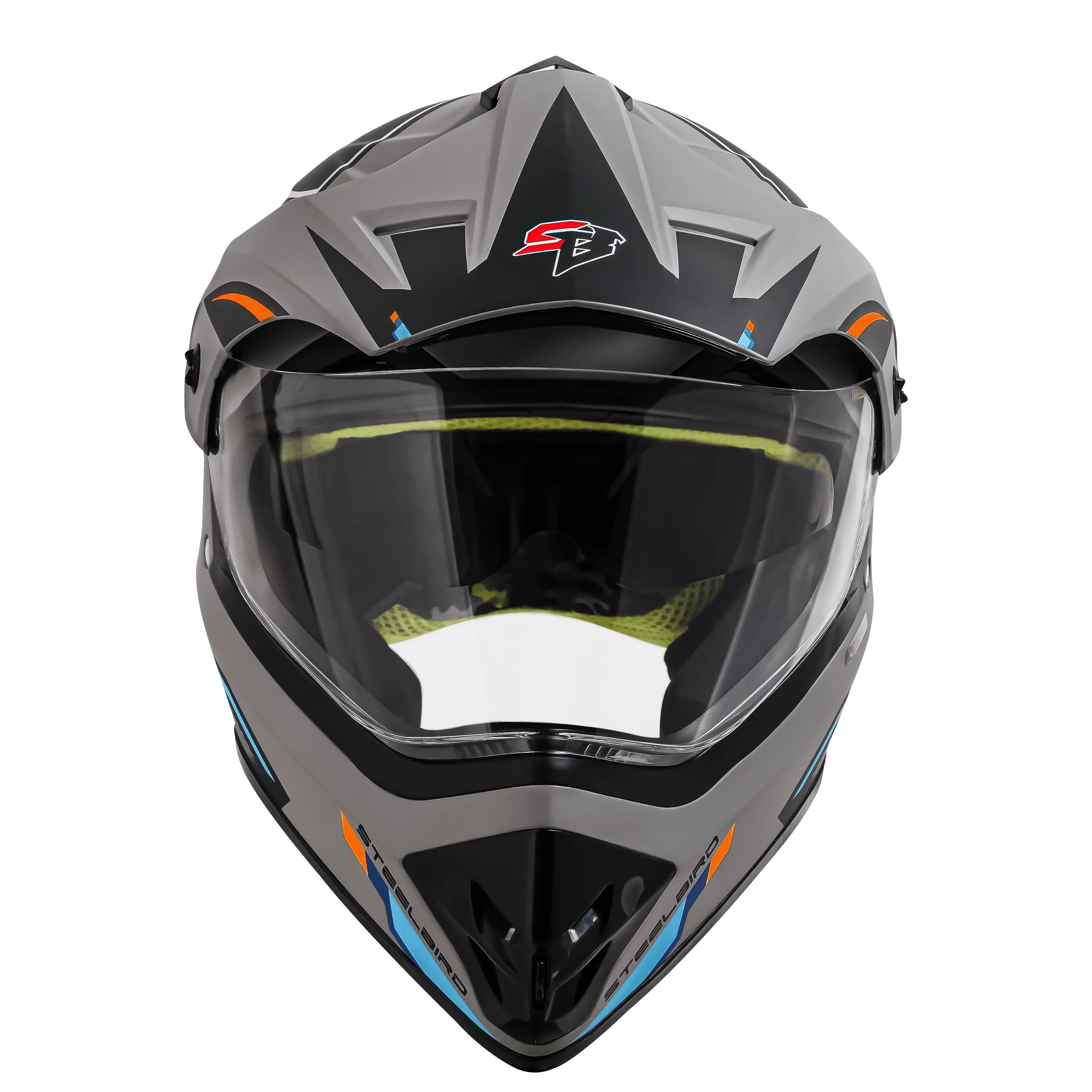 STEELBIRD Sbh 13 Racer Grey Orange Full Face Helmet
