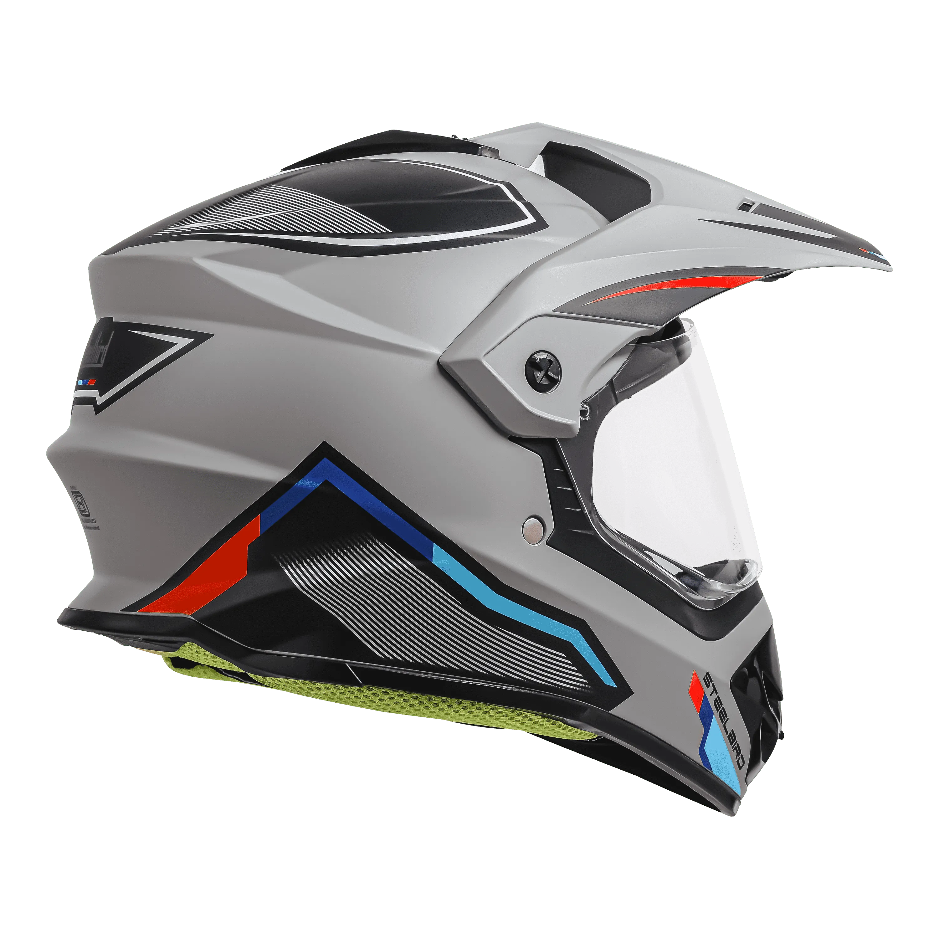 STEELBIRD Sbh 13 Racer Titanium Grey Red Off Road Helmet