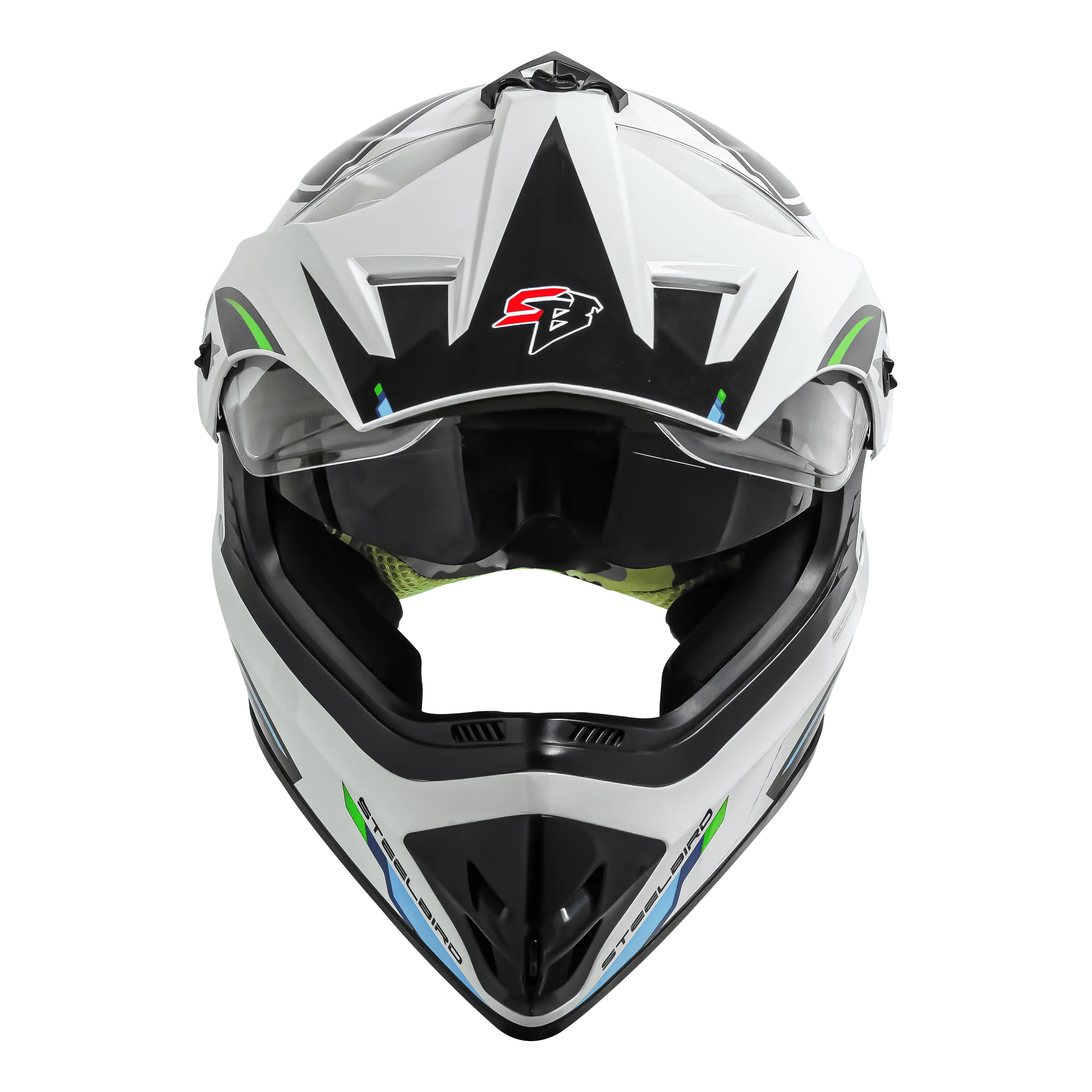 STEELBIRD Sbh 13 Racer White Green Full Face Helmet