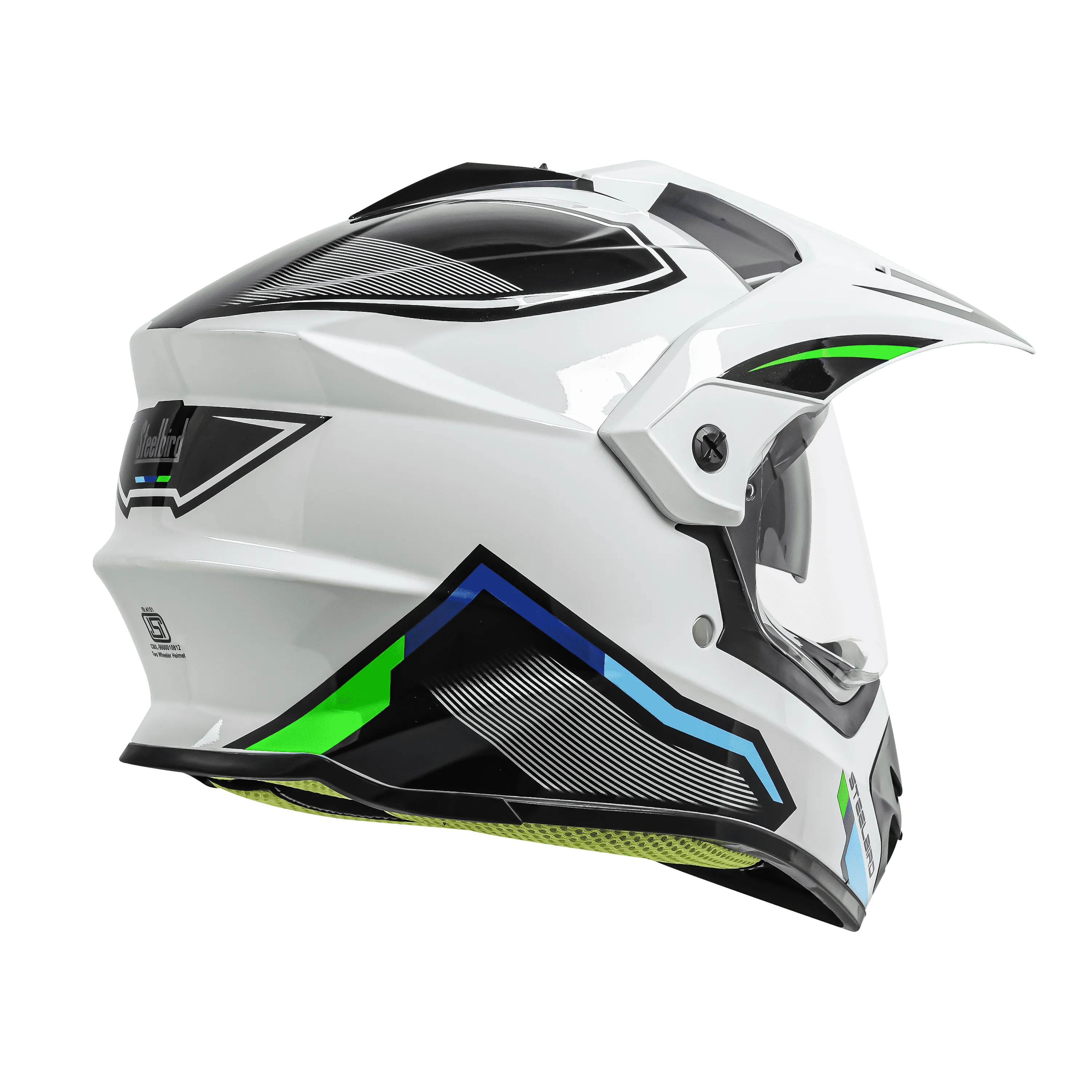STEELBIRD Sbh 13 Racer White Green Full Face Helmet