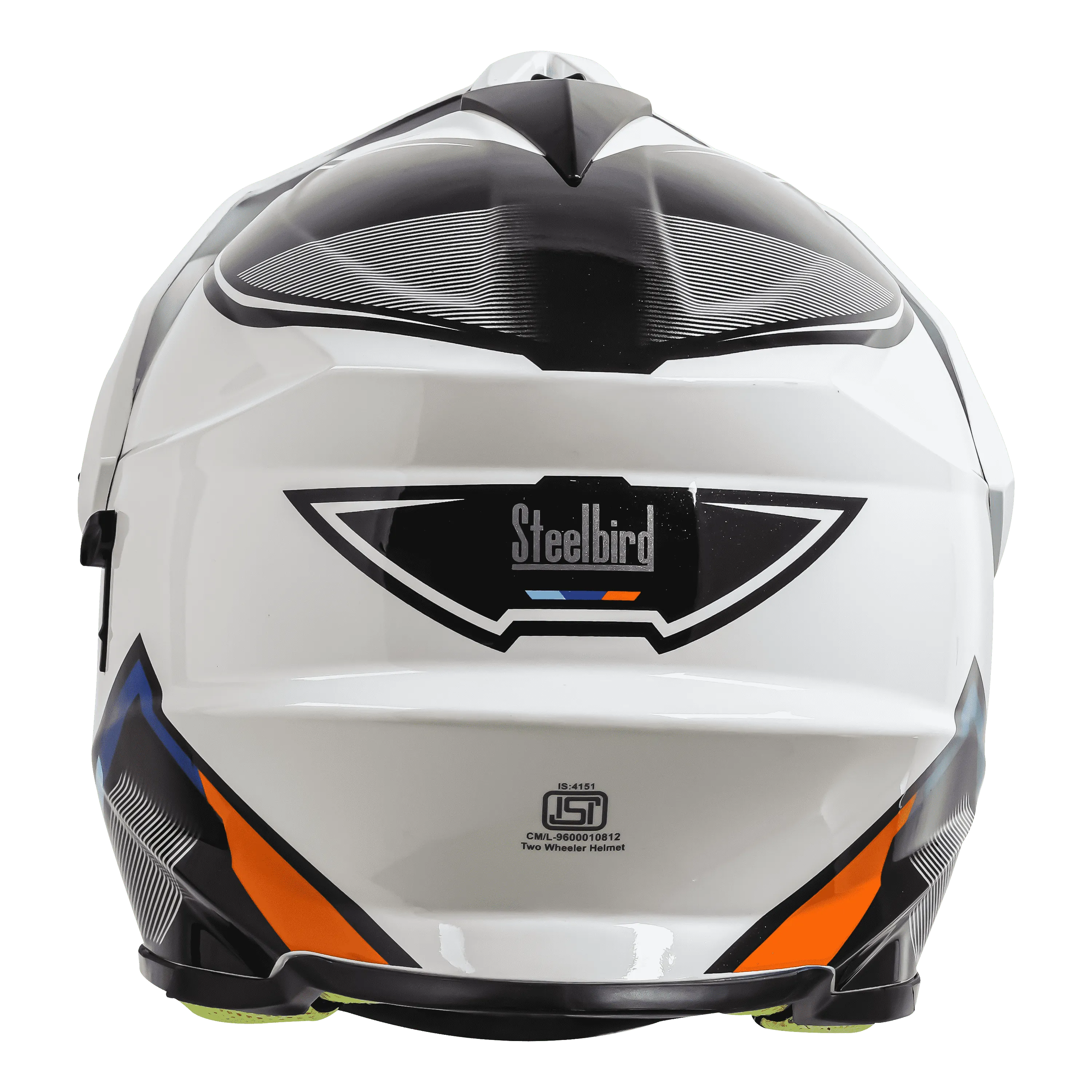 STEELBIRD Sbh 13 Racer White Orange Off Road Helmet