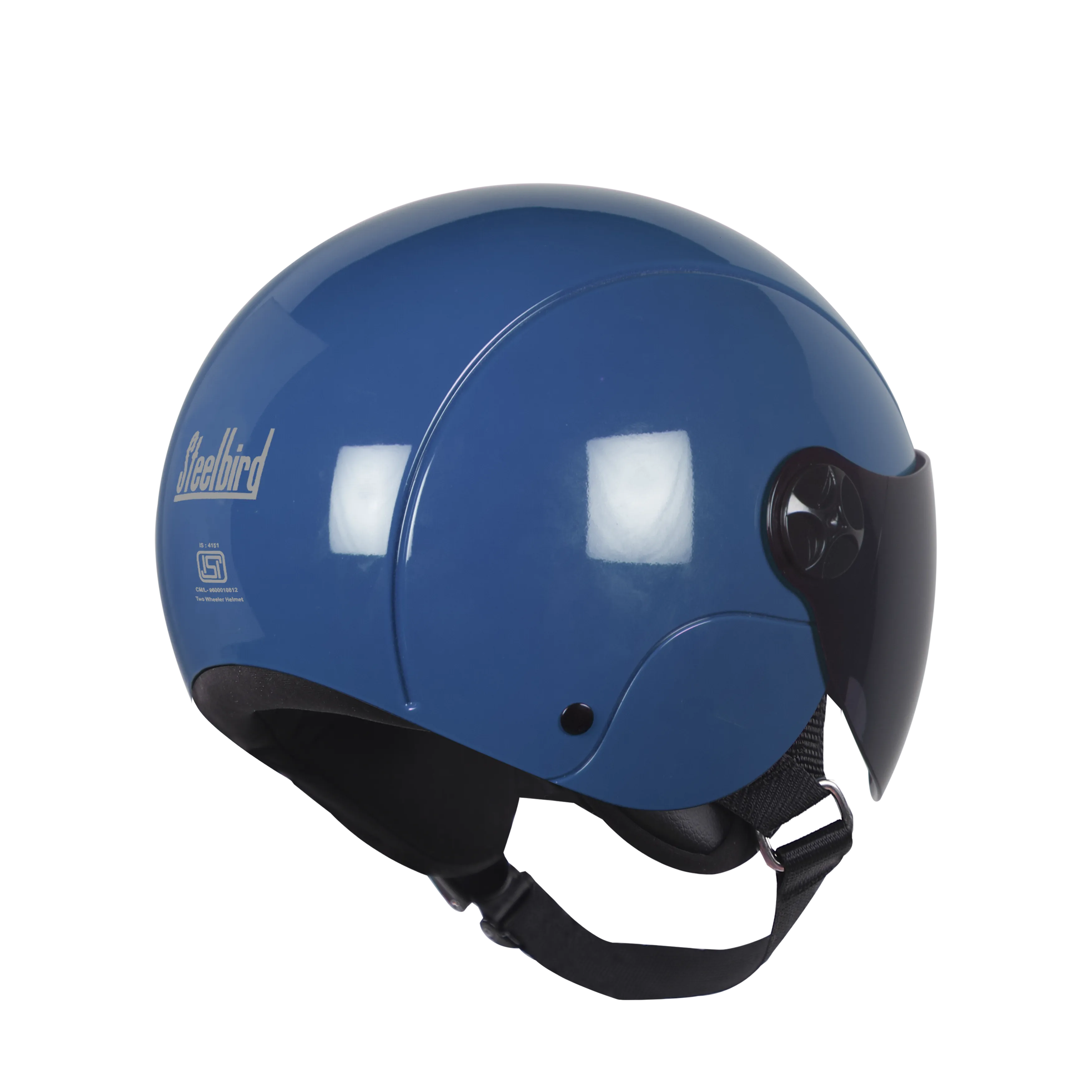STEELBIRD Sbh 16 Rex Glossy Blue Half Face Helmet