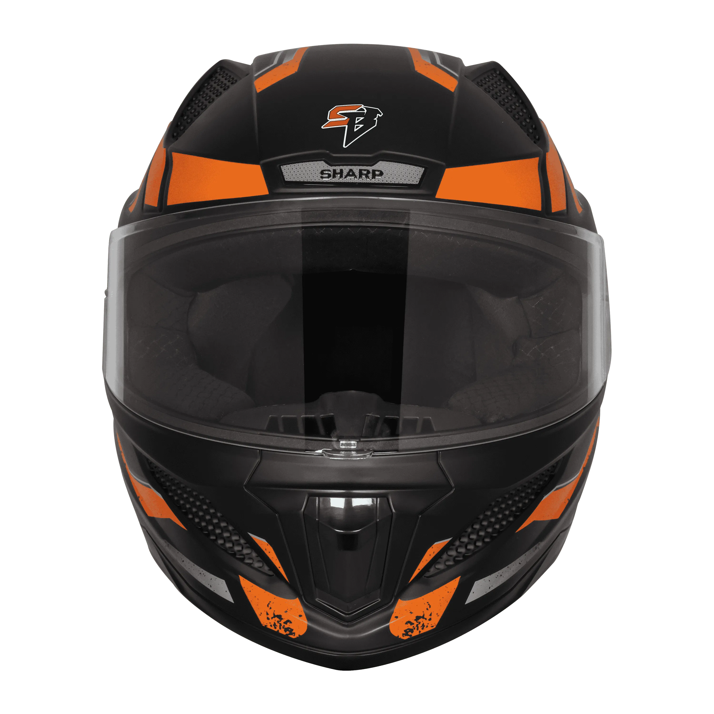 STEELBIRD Sbh 25 Sharp Glsy Black Orange Full Face Helmet