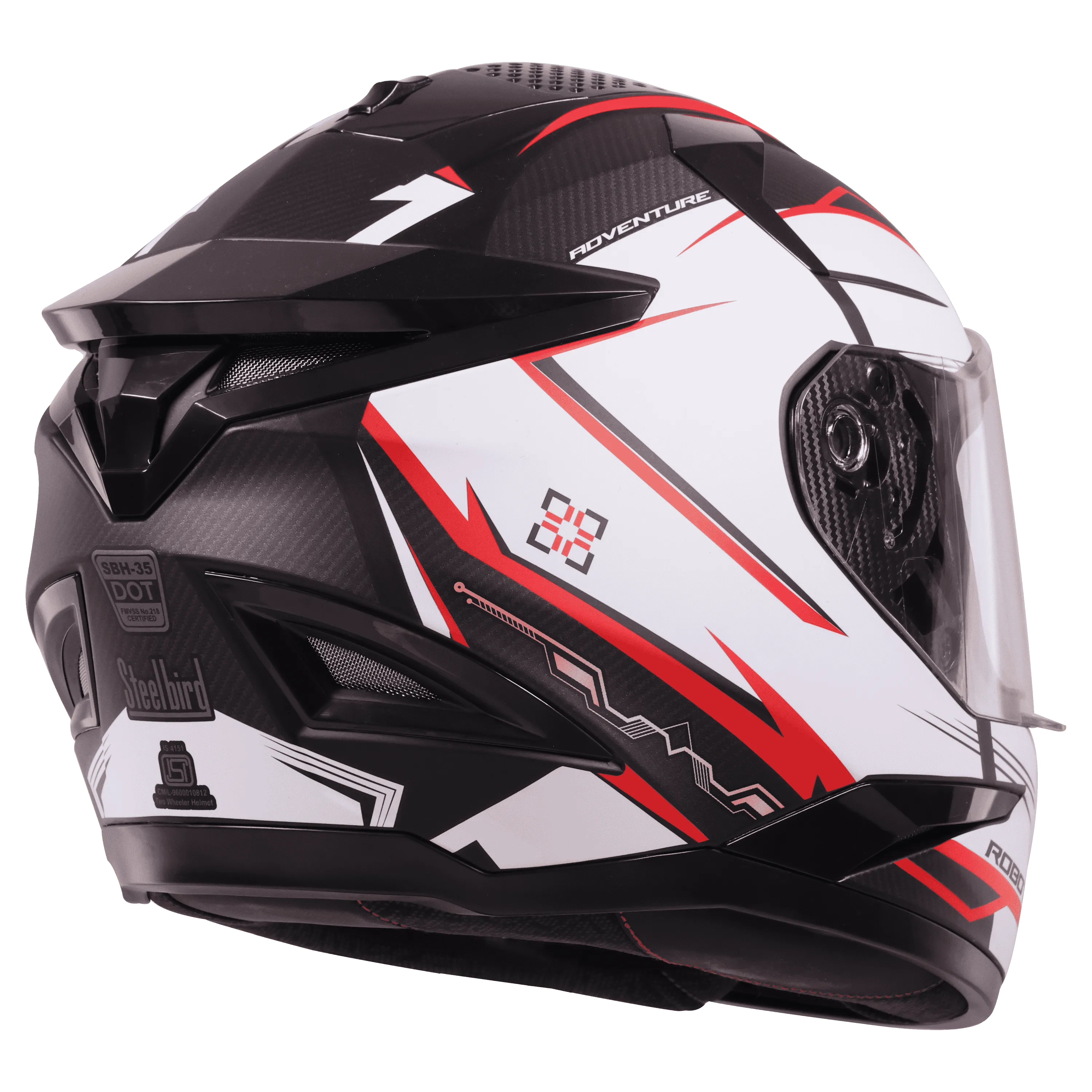 STEELBIRD Sbh 35 Robot Black Red Full Face Helmet