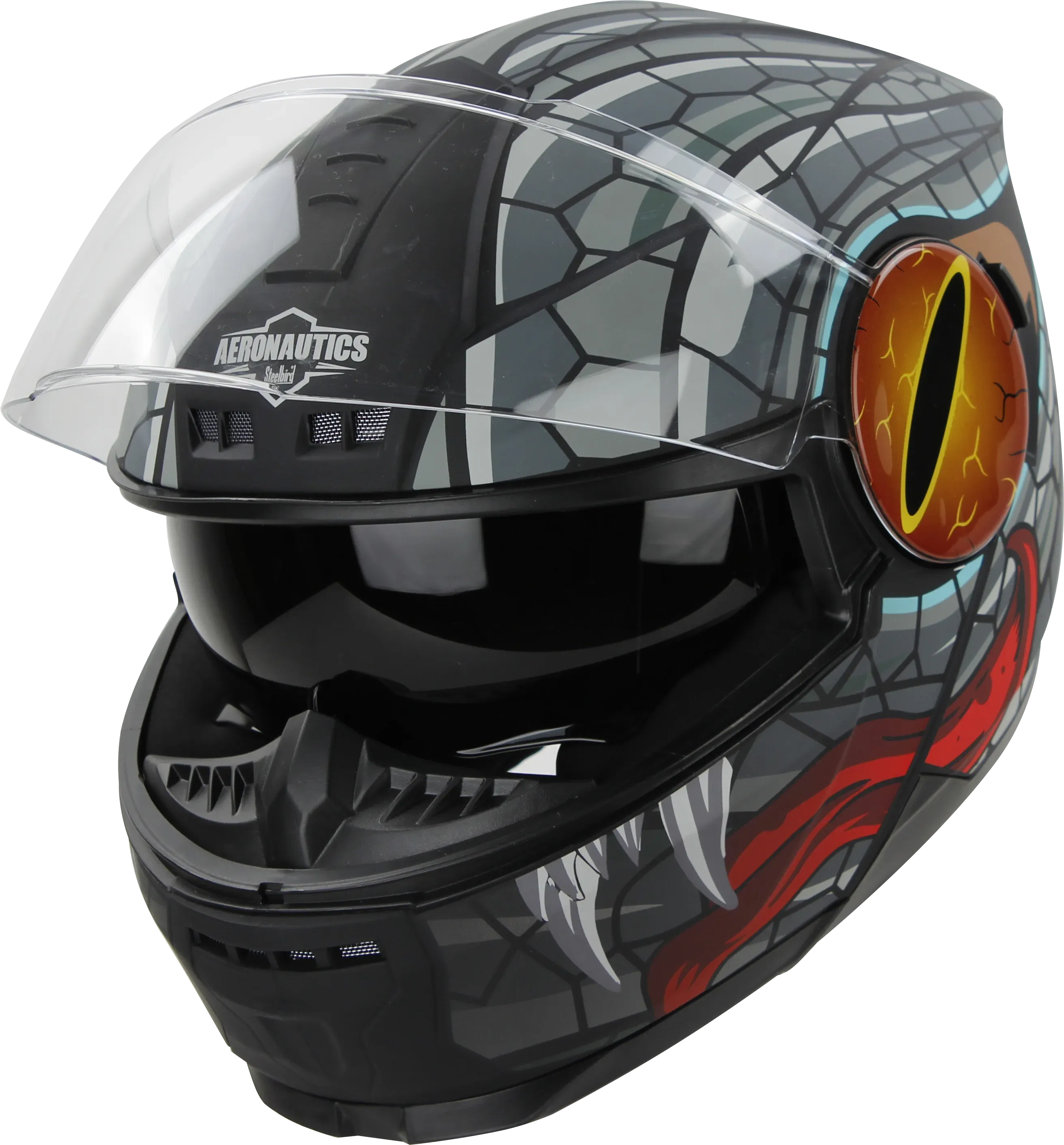 STEELBIRD Sbh 40 Iss Me Mamba Glossy Blkgrey 600Mm C Full Face Helmet