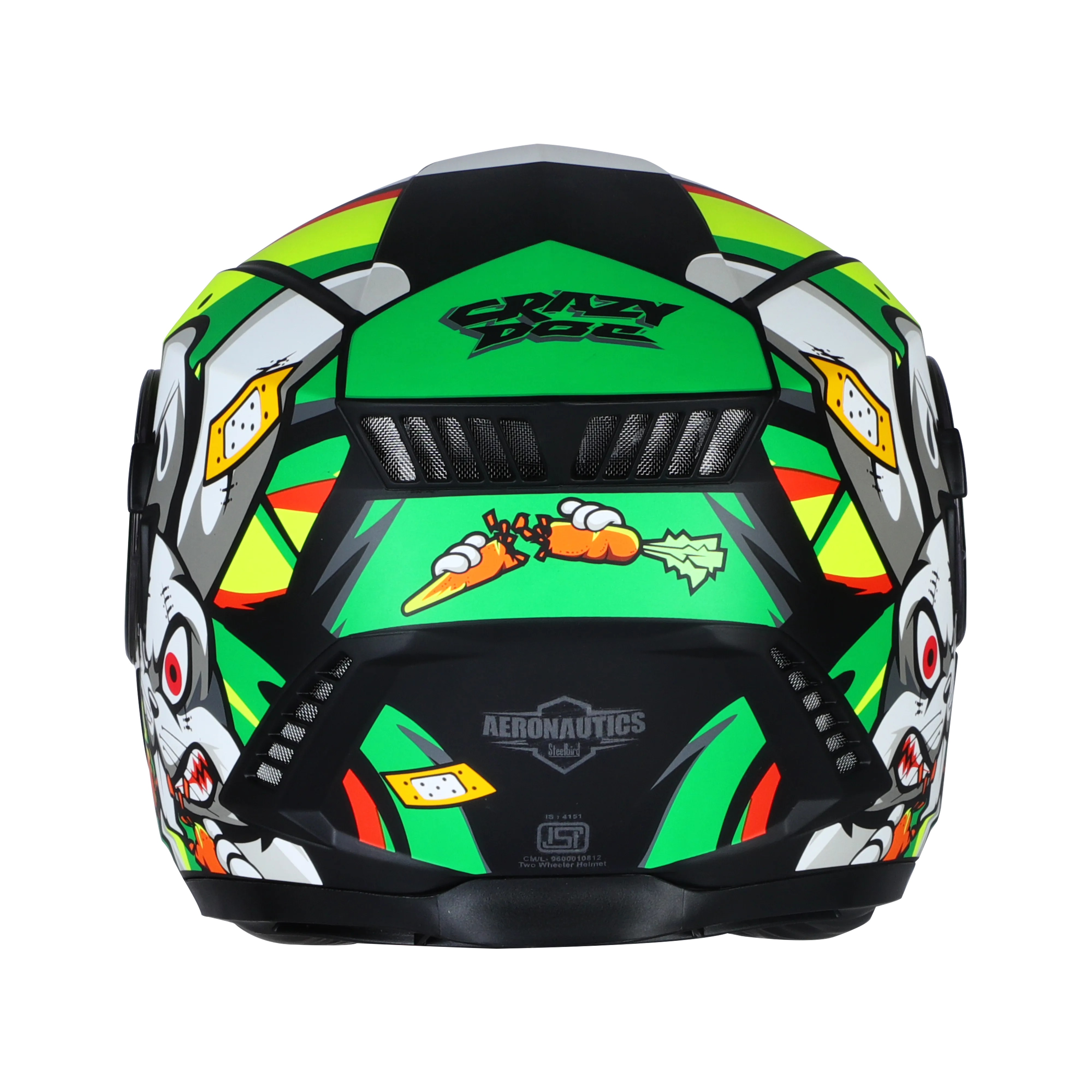 STEELBIRD Sbh 40Issmecrazy Doe Glsy Blkgreen 600Mm C Full Face Helmet