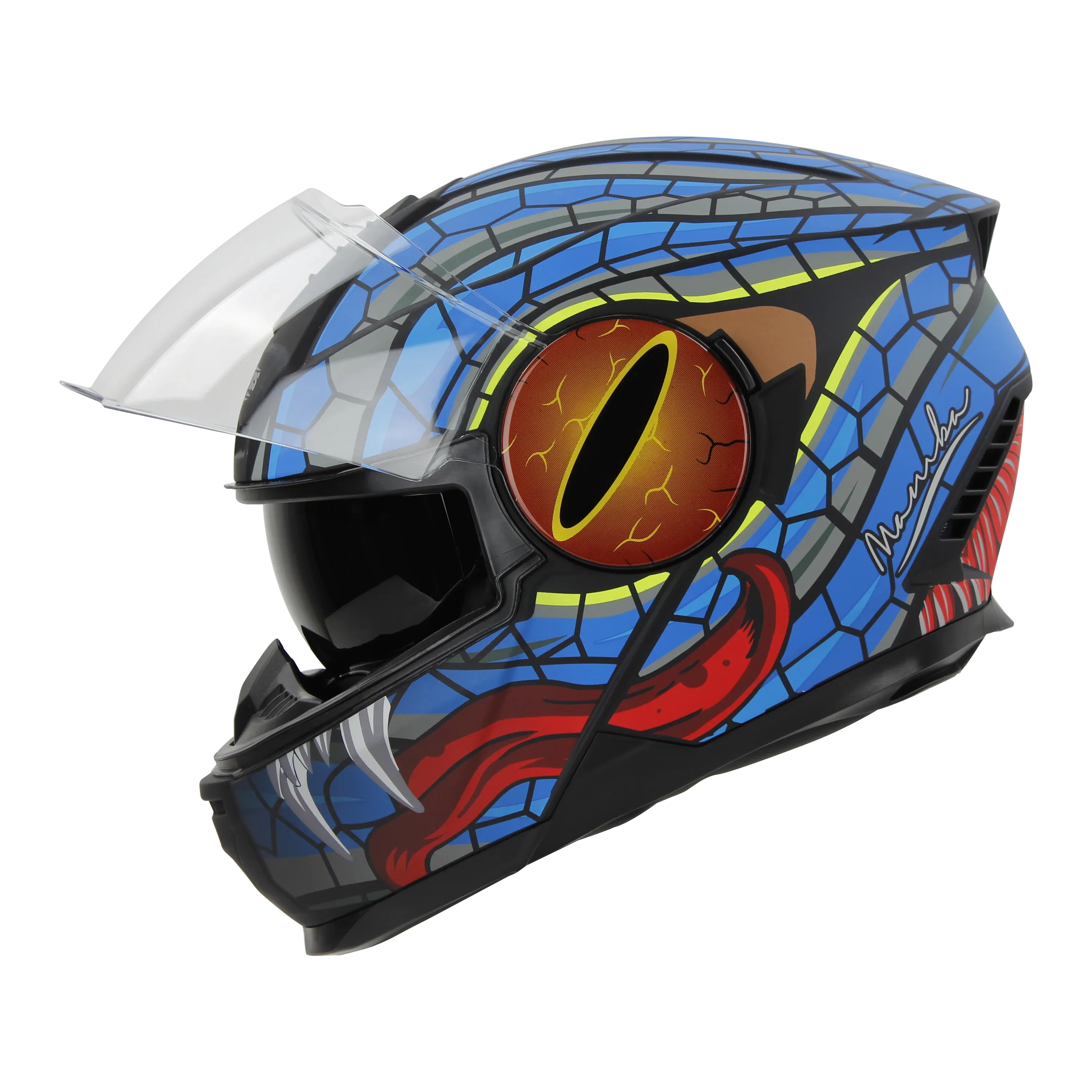 STEELBIRD Sbh 40 Iss Memamba Glossy Blkblue 580Mm C Full Face Helmet