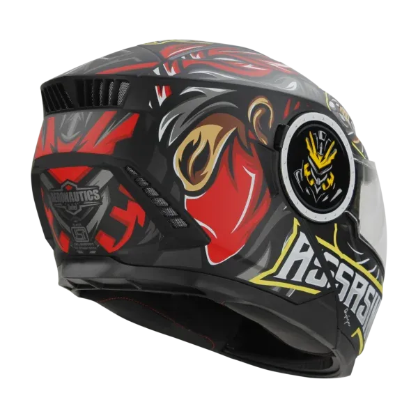 STEELBIRD Sbh 40 Iss Assasin Glsy Black Red Full Face Helmet
