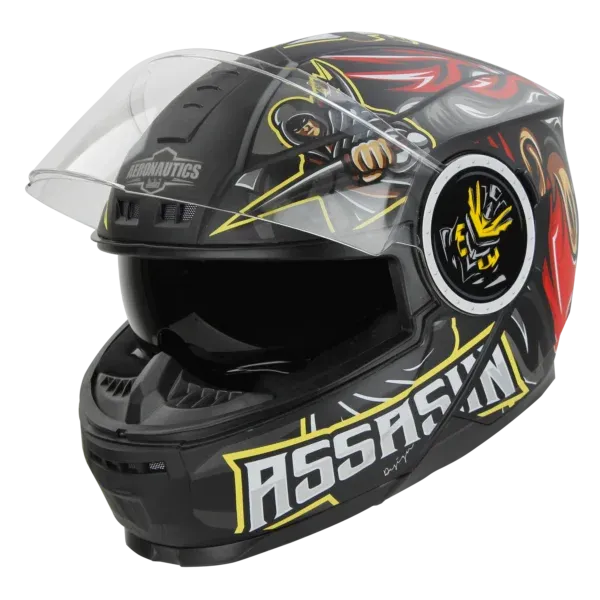 STEELBIRD Sbh 40 Iss Assasin Glsy Black Red Full Face Helmet