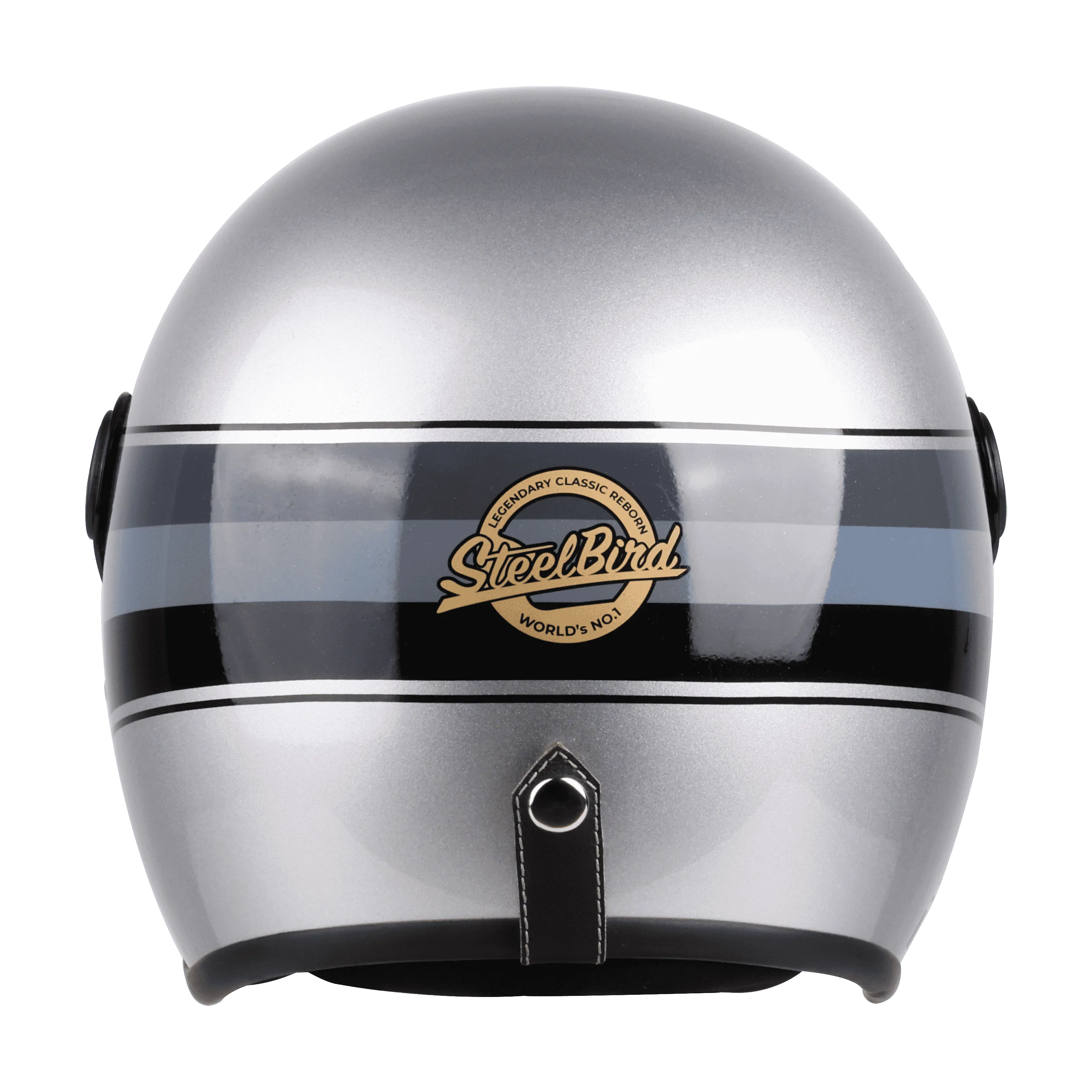 STEELBIRD Sbh 54 Vintage S1 Silver Black Half Face Helmet