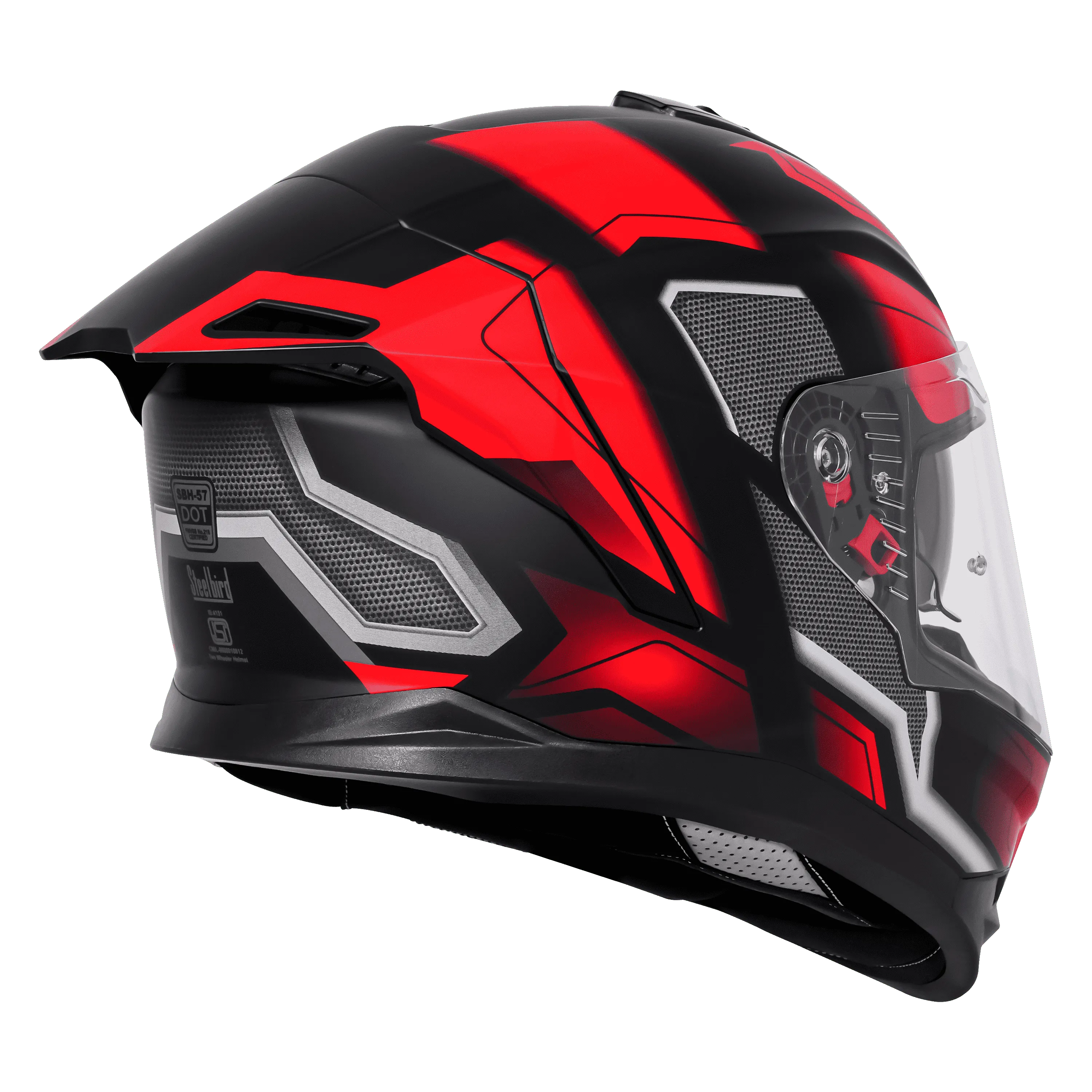 STEELBIRD Sbh 57 Fighter F3 Black Red Full Face Helmet