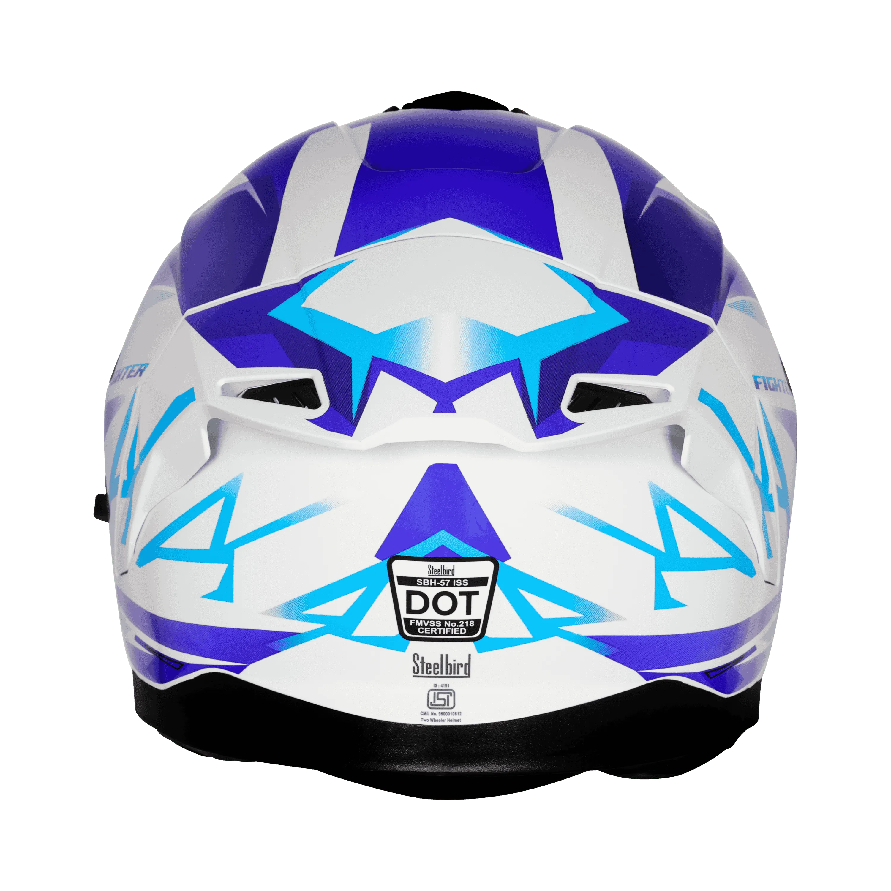 STEELBIRD Sbh 57 Fighter F4 White Sky Blue Full Face Helmet