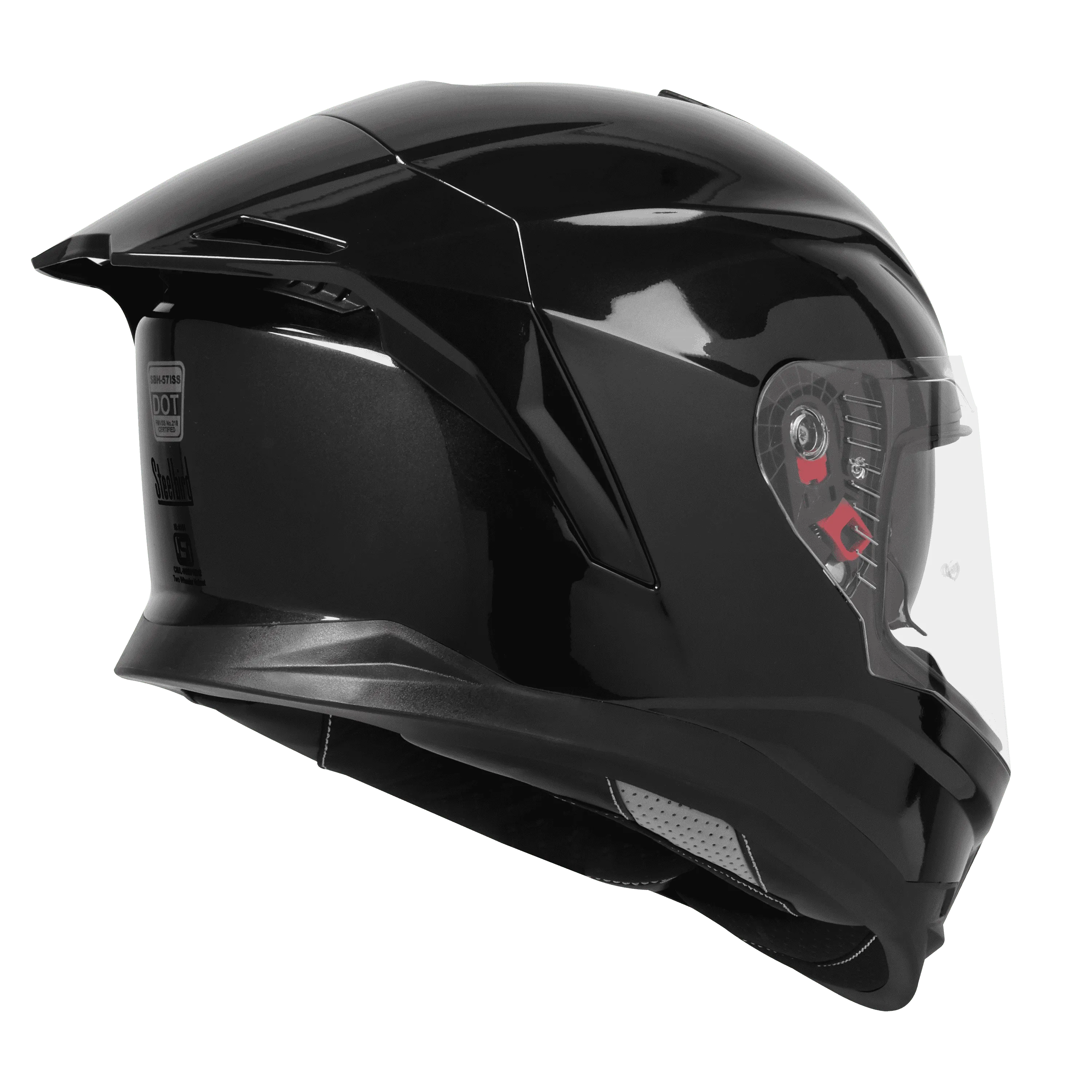 STEELBIRD Sbh 57 Fighter Glossy Black Full Face Helmet