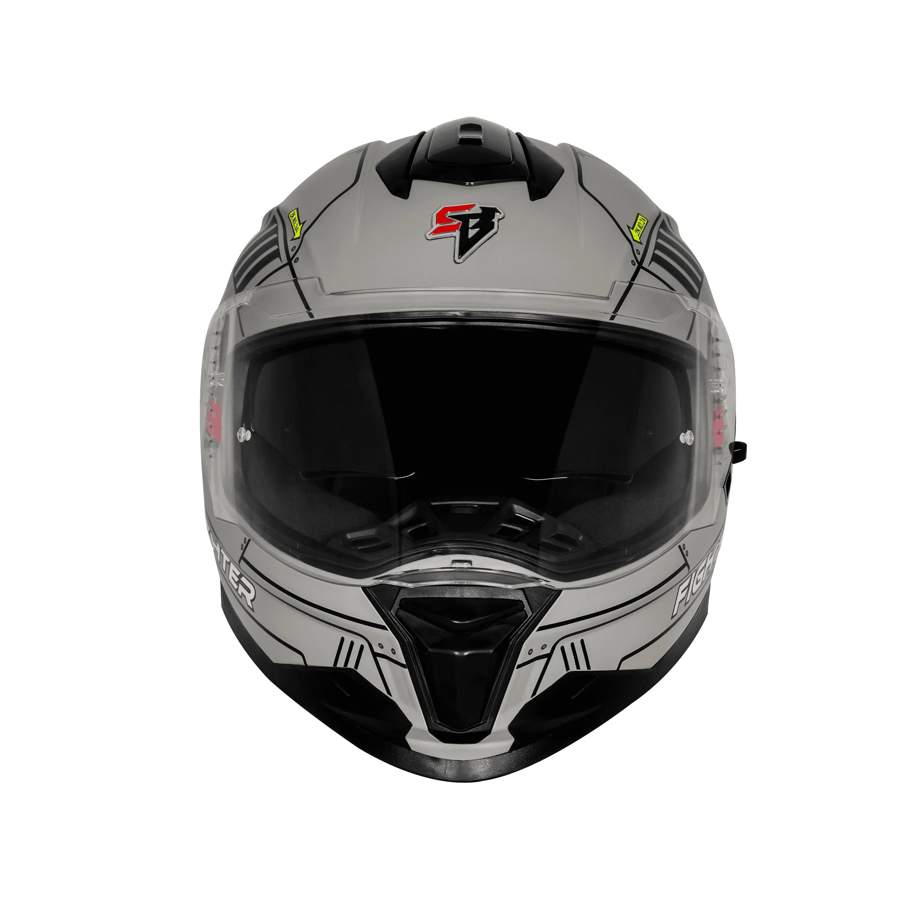 Steelbird Sbh 57 Fighter F6 Black Grey Full Face Helmet 