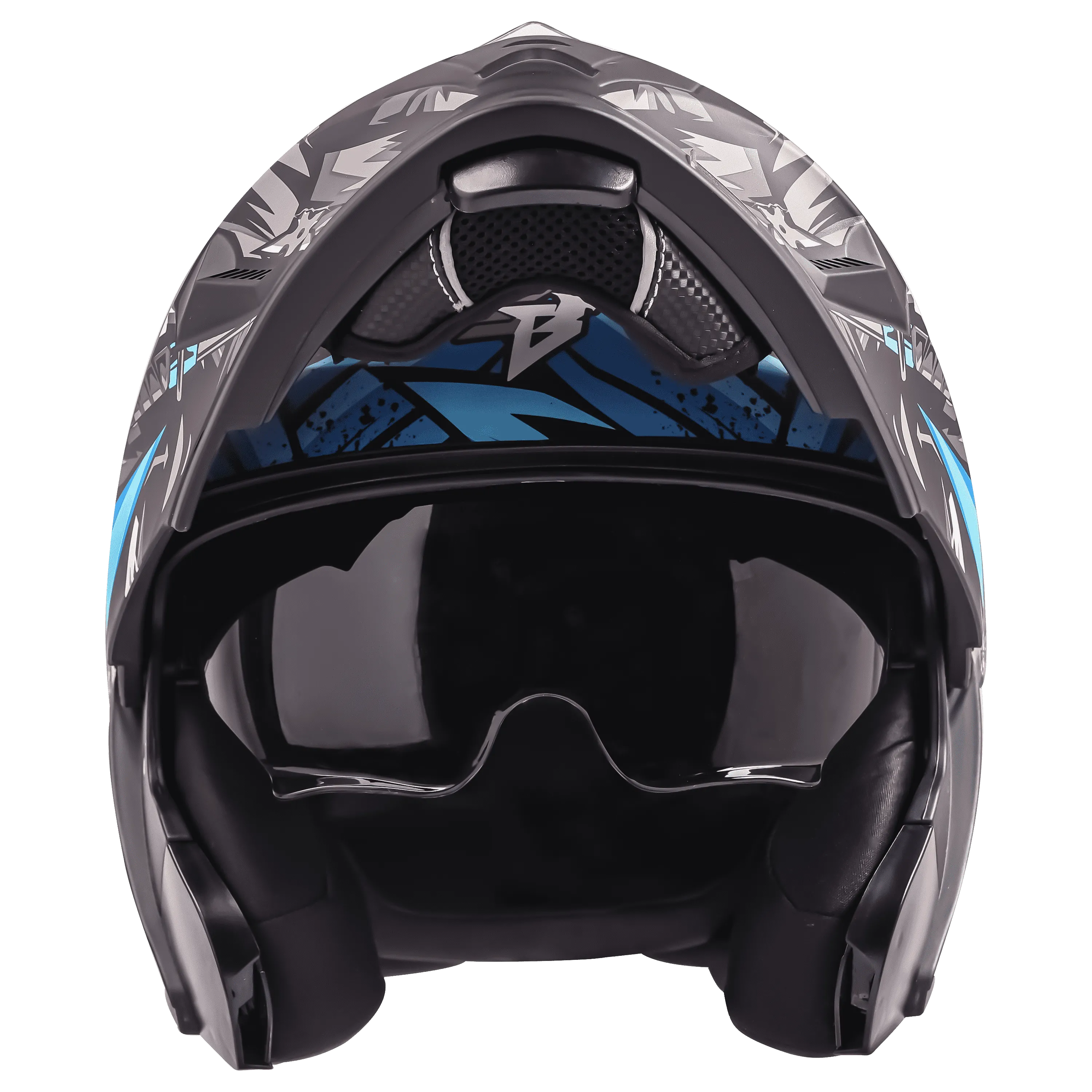 STEELBIRD Sba20 Dark Warrior Black Jazz Blue Full Face Helmet
