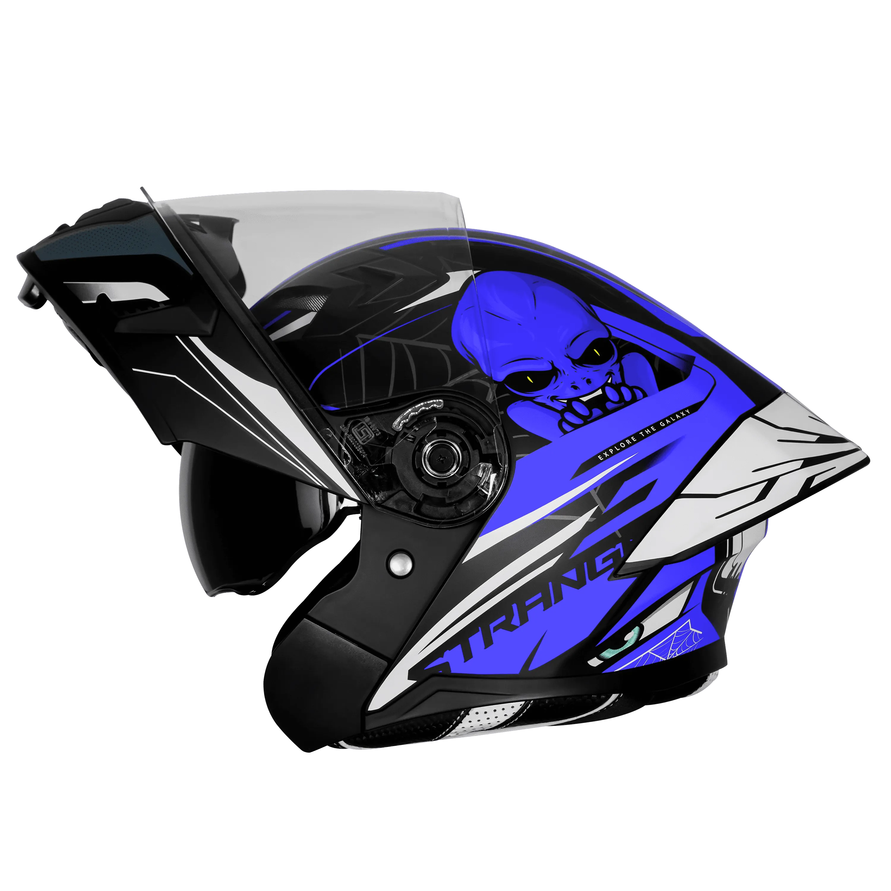 Steelbird Sba 20 Strance Black Blue Flip Up Helmet