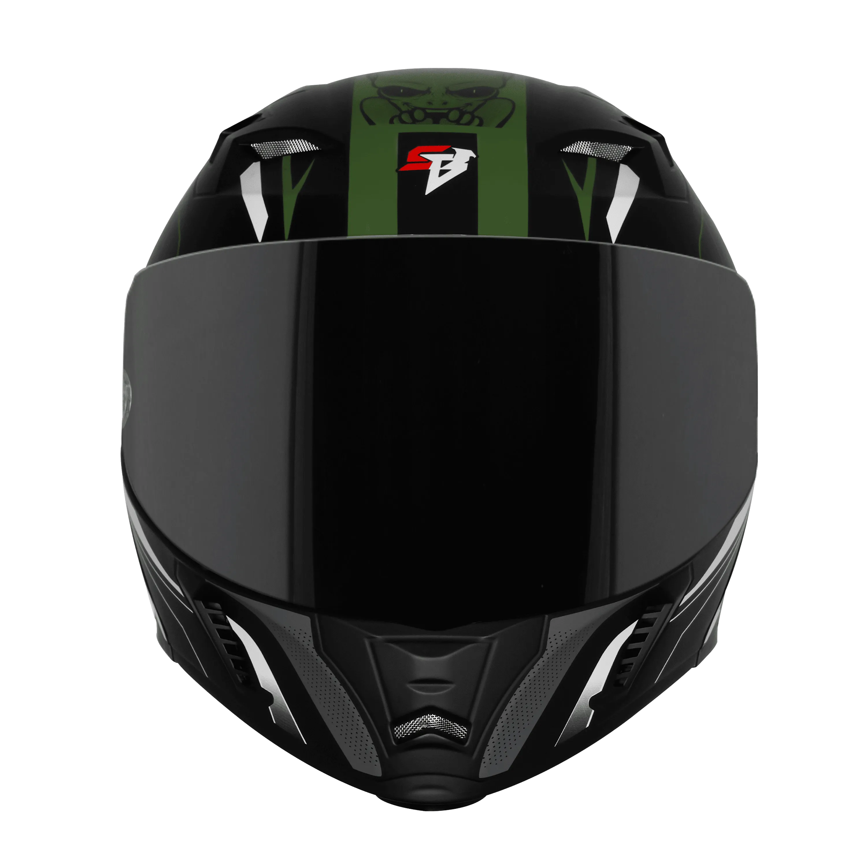 Steelbird Sba 20 Strance Matt Black Battle Green Flip Up Helmet