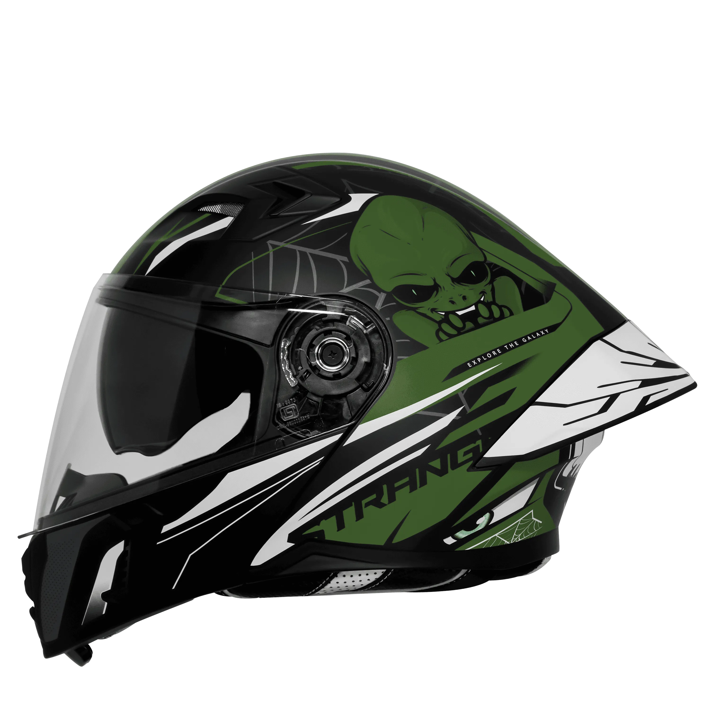 Steelbird Sba Strange Black Green Flip Up Helmet