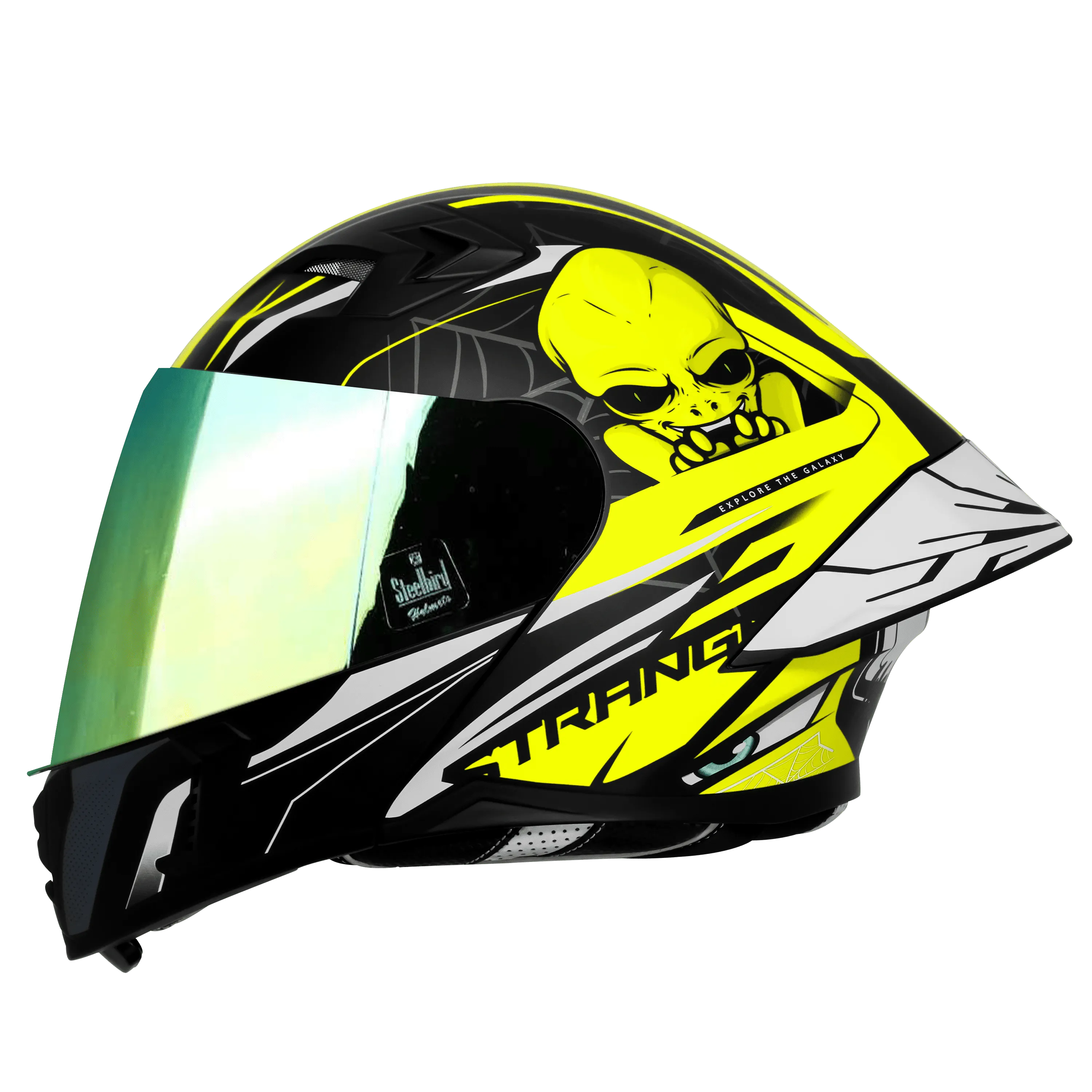 Steelbird Sba Strange Black Neon Flip Up Helmet