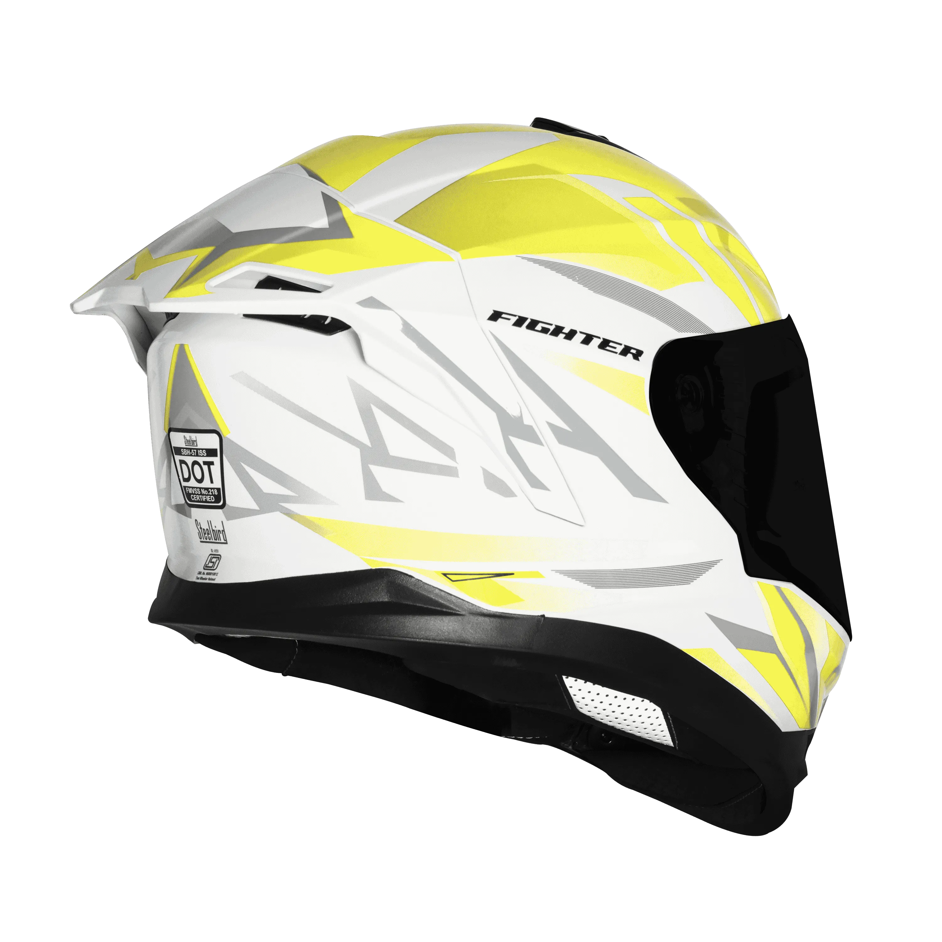 Steelbird Sbh-57 Fighter F4 White Fl Yellow Full face Helmet