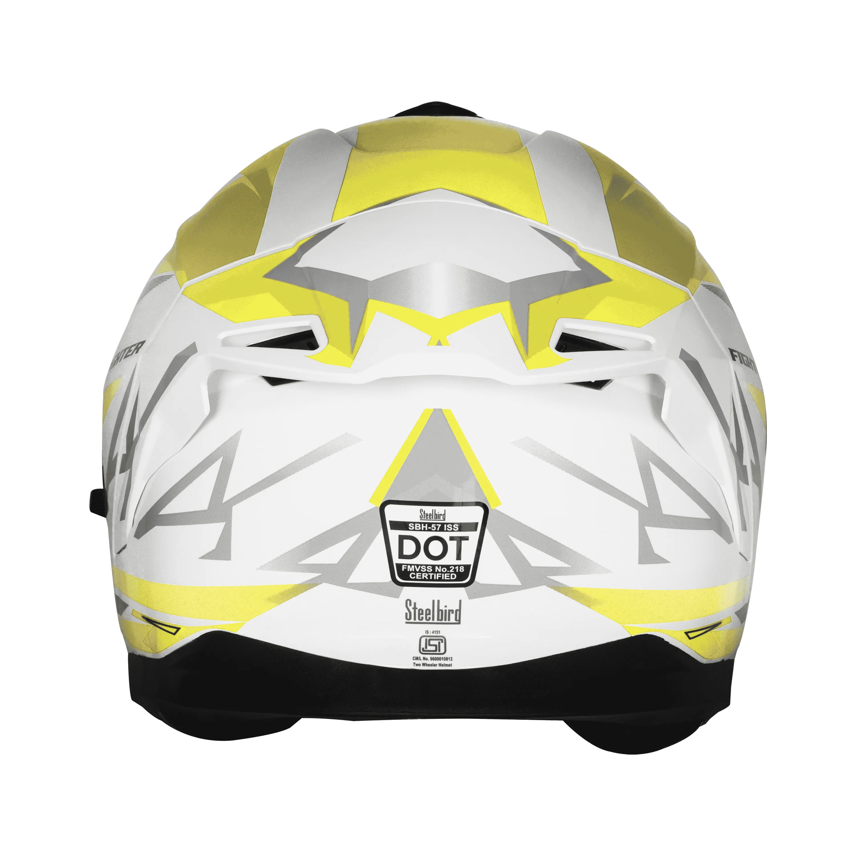 Steelbird Sbh-57 Fighter F4 White Fl Yellow Full face Helmet