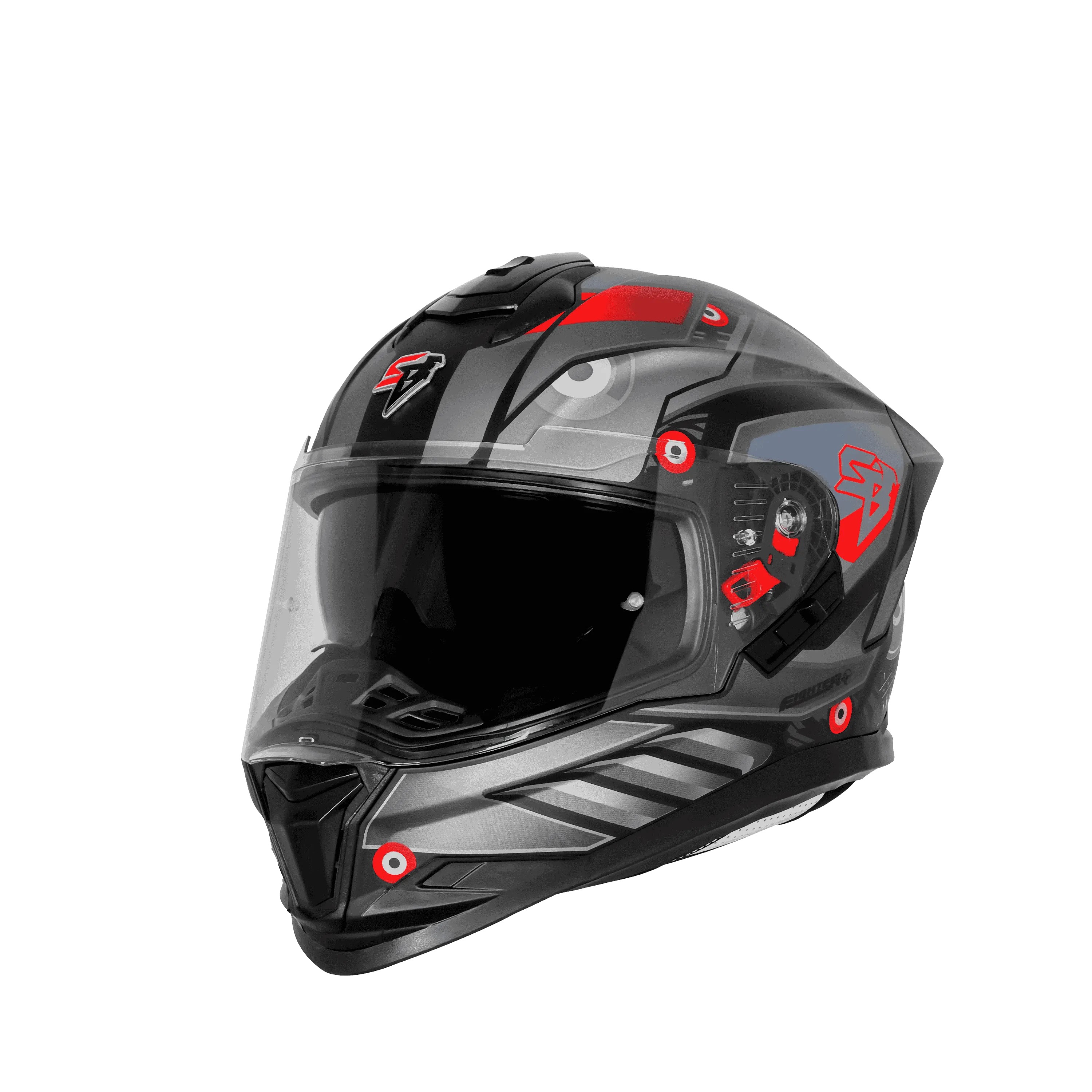 Steelbird Sbh-57 Fighter F8 Black Gray Full face Helmet