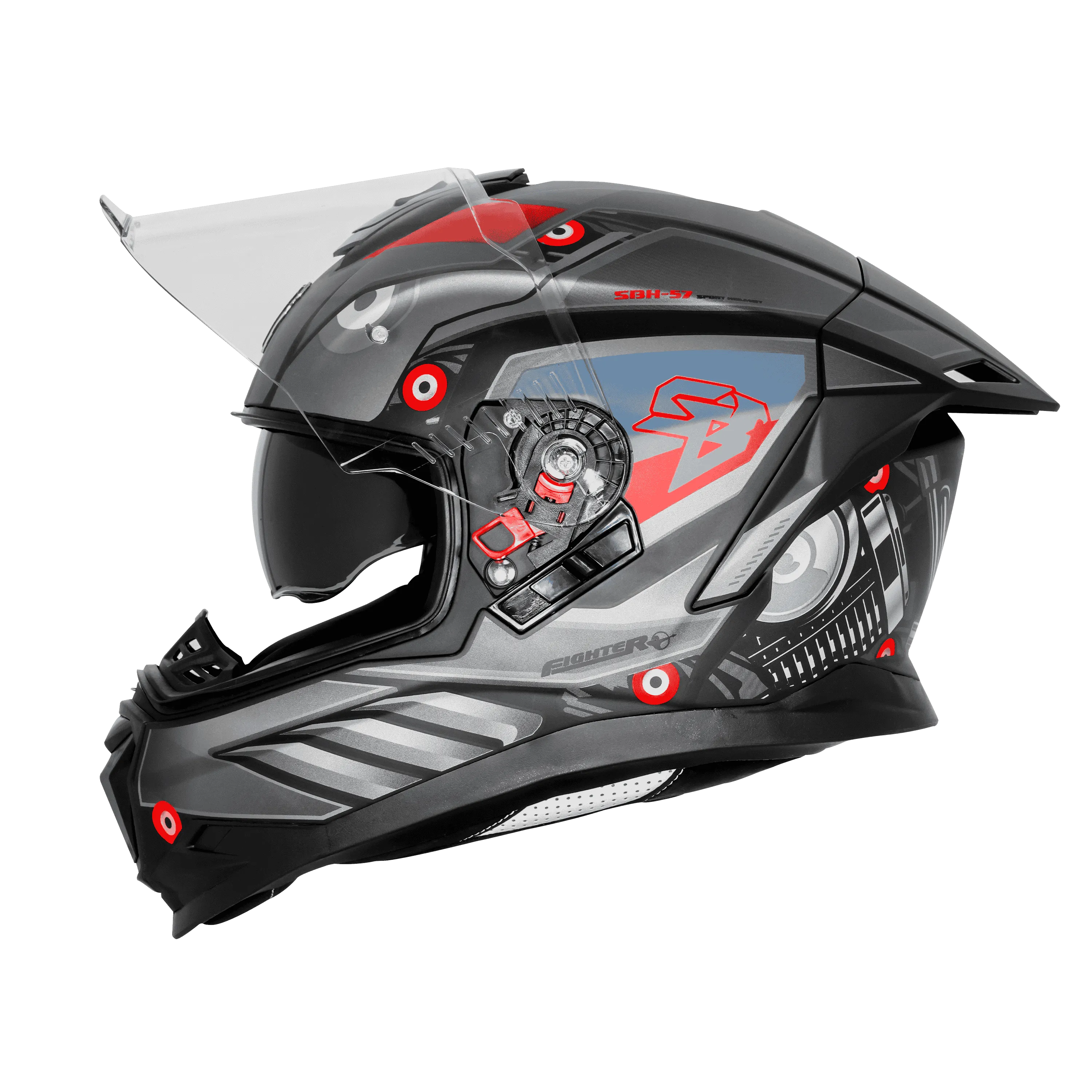 Steelbird Sbh-57 Fighter F8 Black Gray Full face Helmet