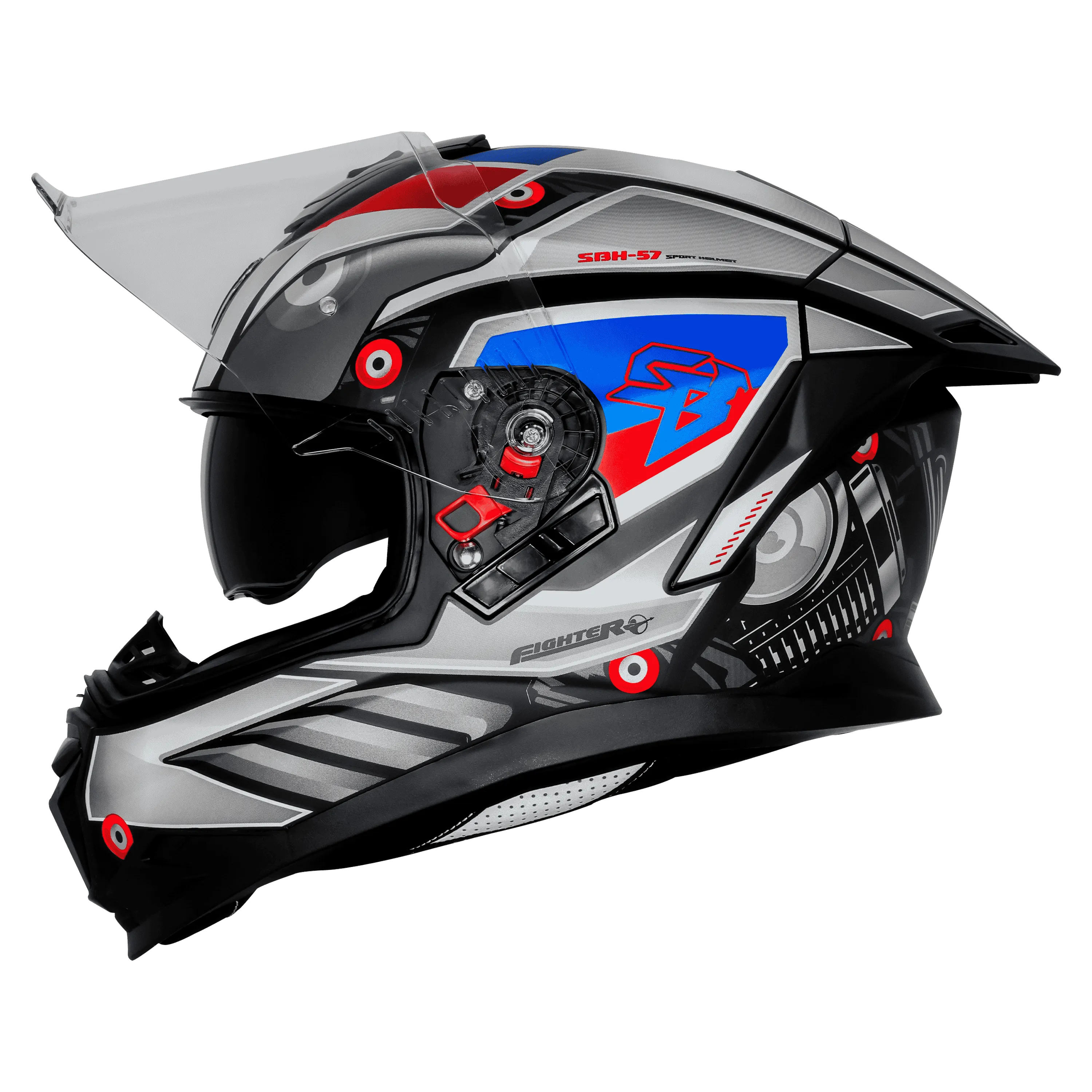 Steelbird Sbh-57 Fighter F8 Black White Full Face Helmet
