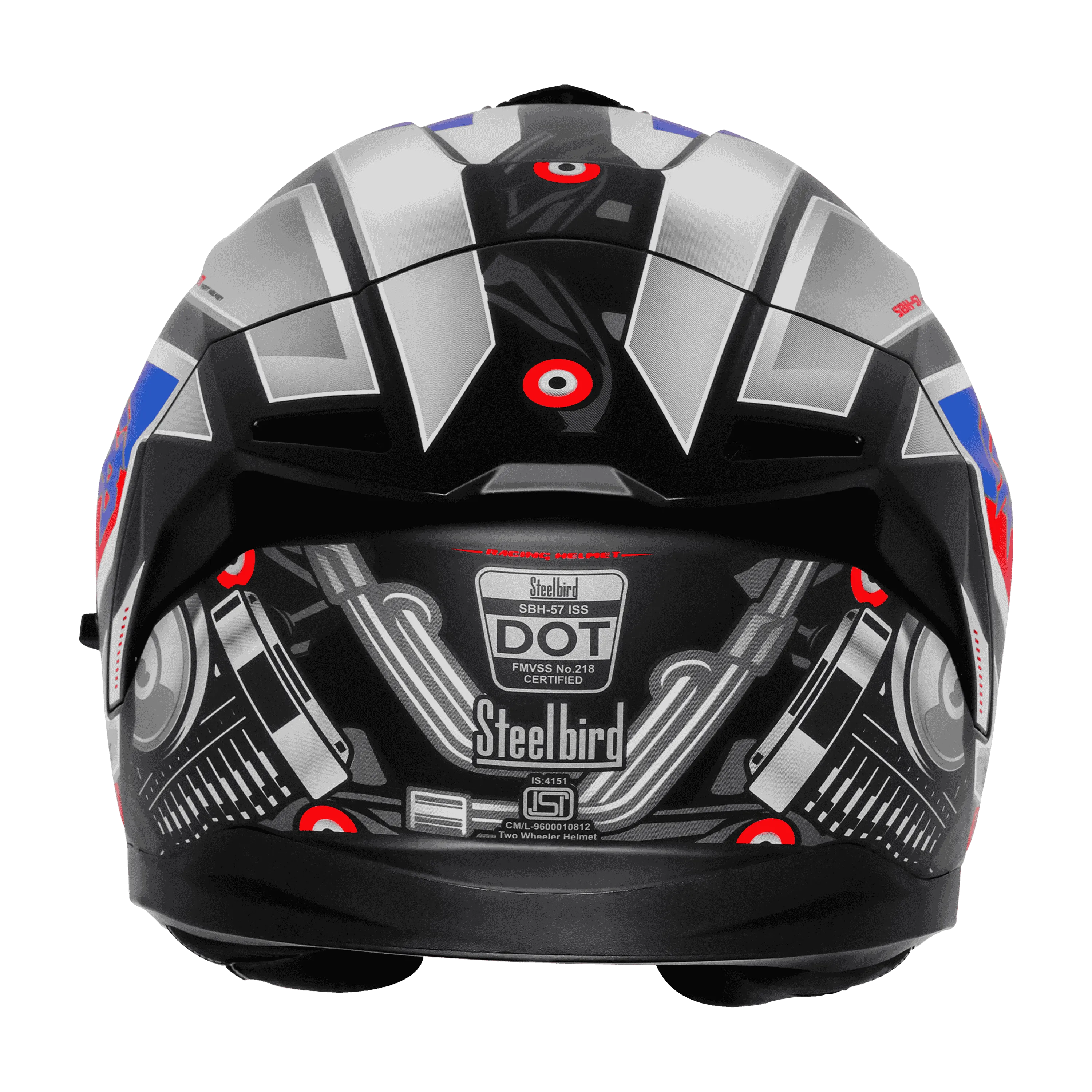 Steelbird Sbh-57 Fighter F8 Black White Full Face Helmet