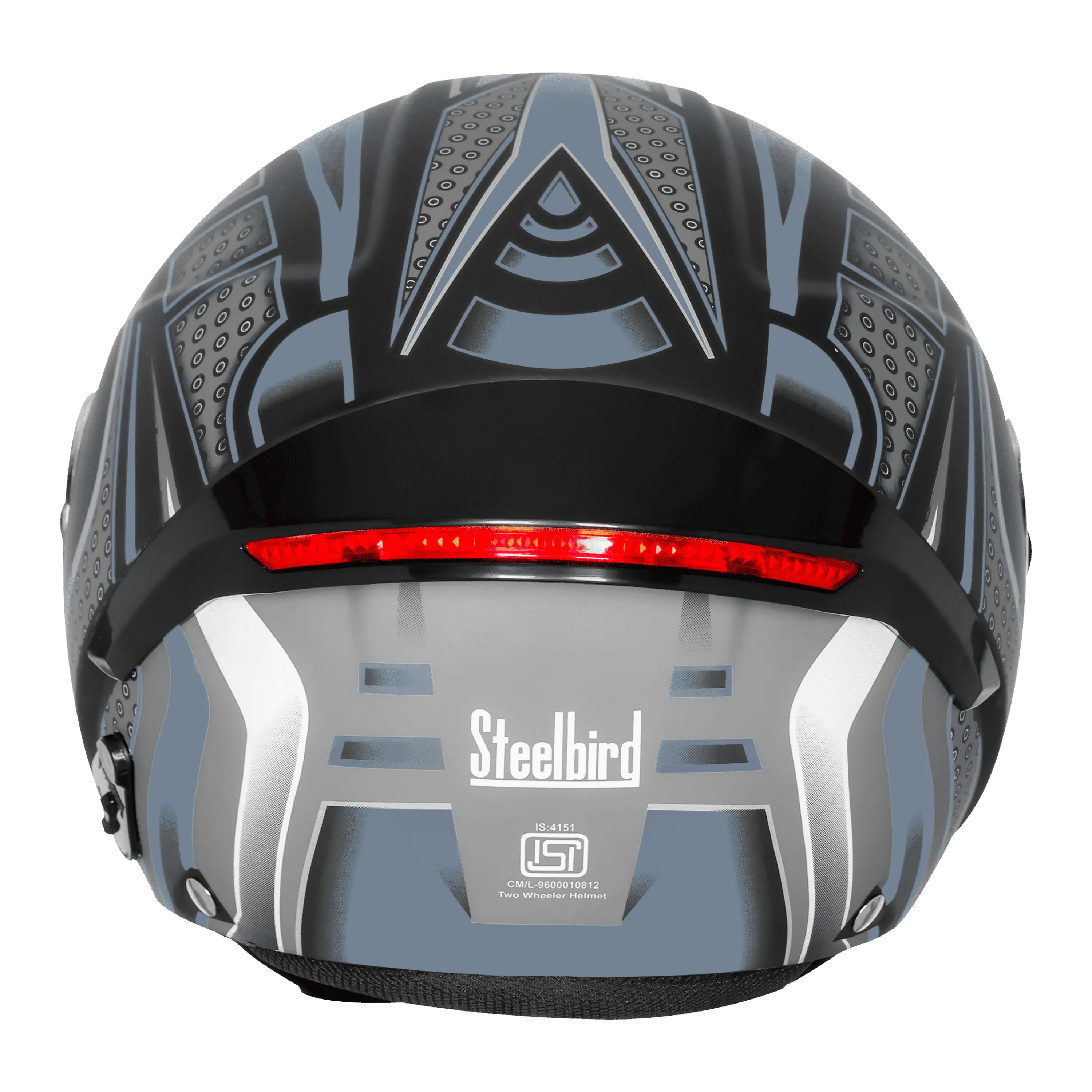 Steelbird Sbh-64 Zip Rebel Riders Black Grey Half Face Helmet