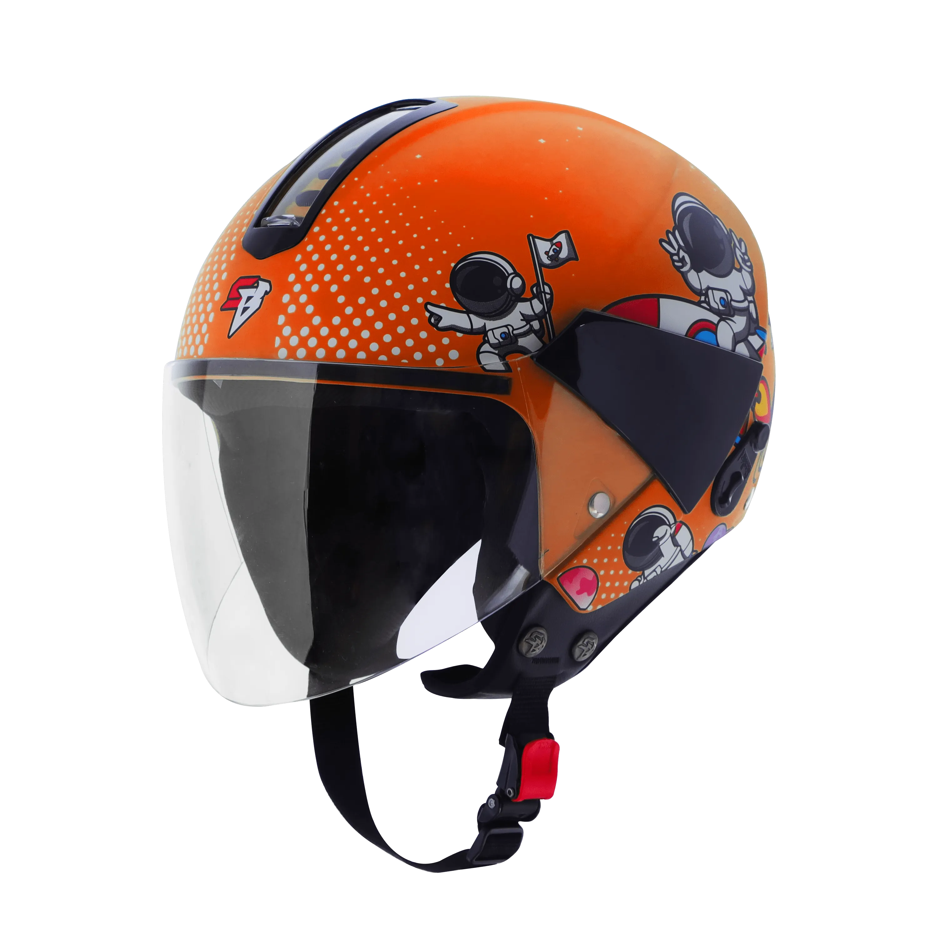 Steelbird Sbh5 Astronaut Orange Half Face Helmet