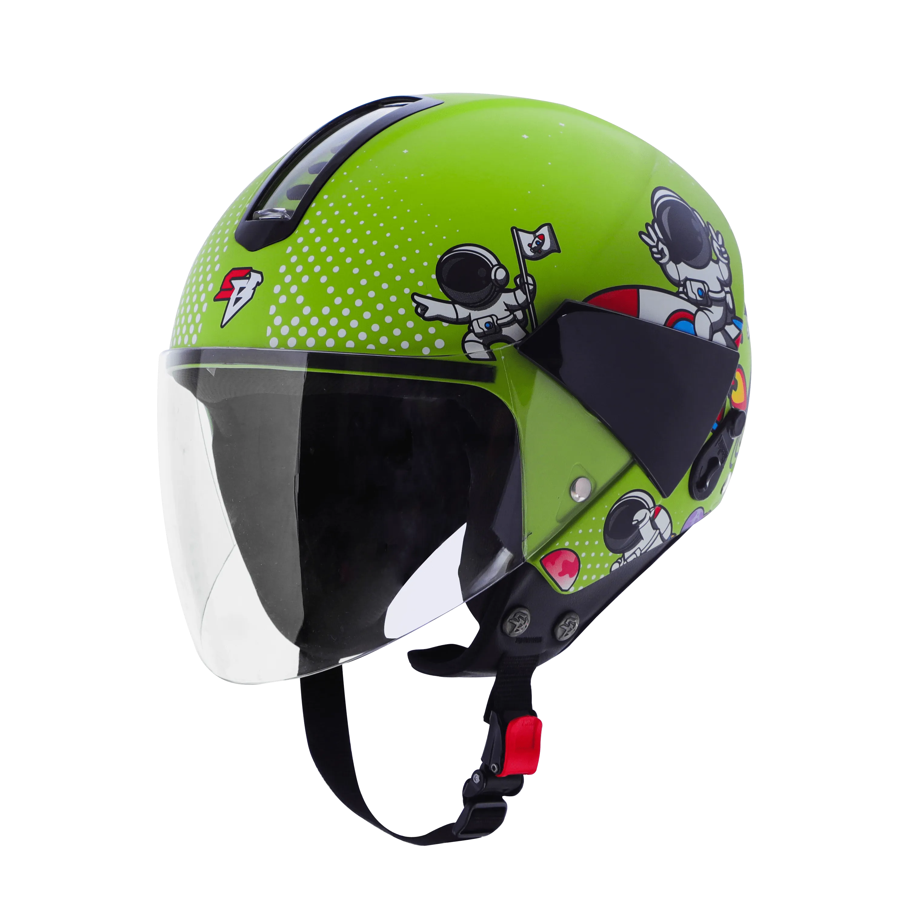 Steelbird Sbh5 Astronaut Yellow Green Half Face Helmet