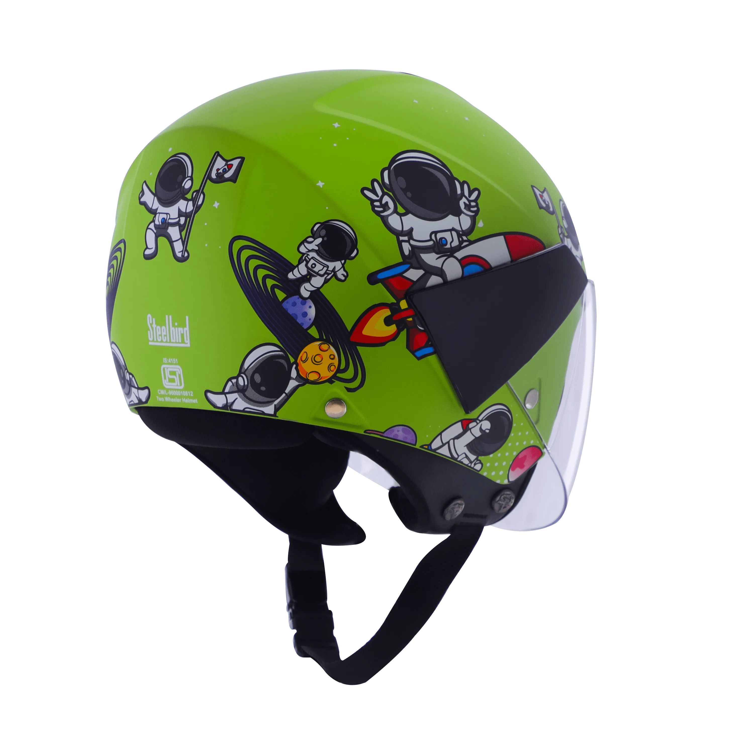 Steelbird Sbh5 Astronaut Yellow Green Half Face Helmet