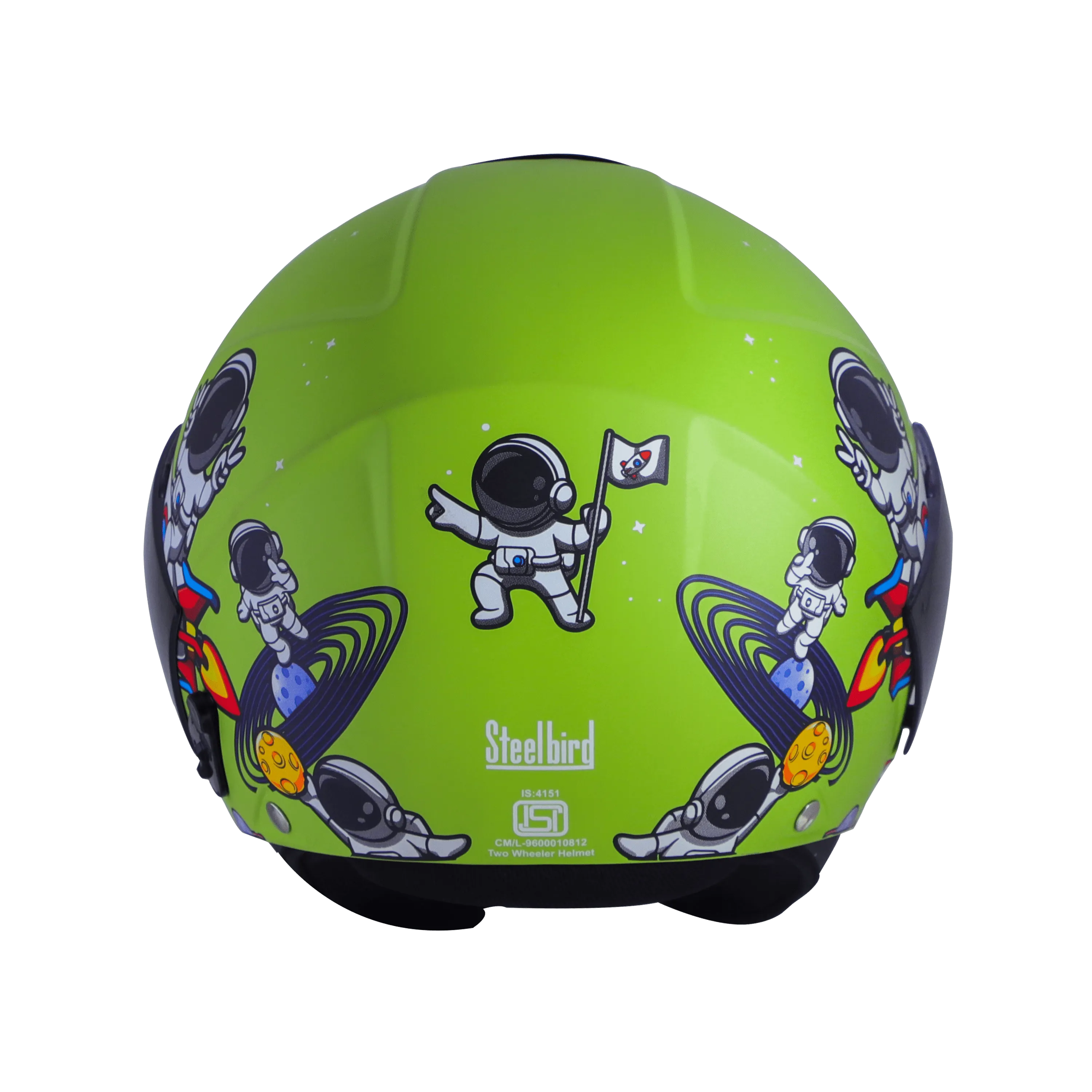 Steelbird Sbh5 Astronaut Yellow Green Half Face Helmet