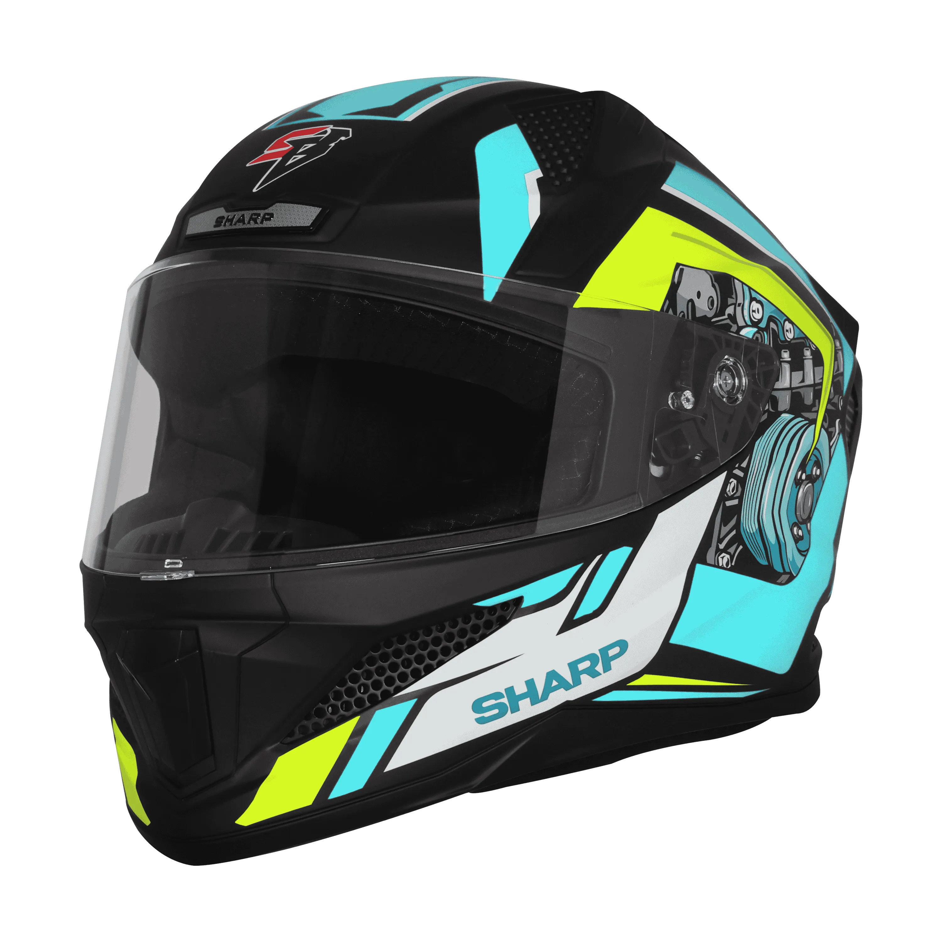 STEELBIRD Sbh 25 Sharp Spiky Black Jazz Blue Full Face Helmet