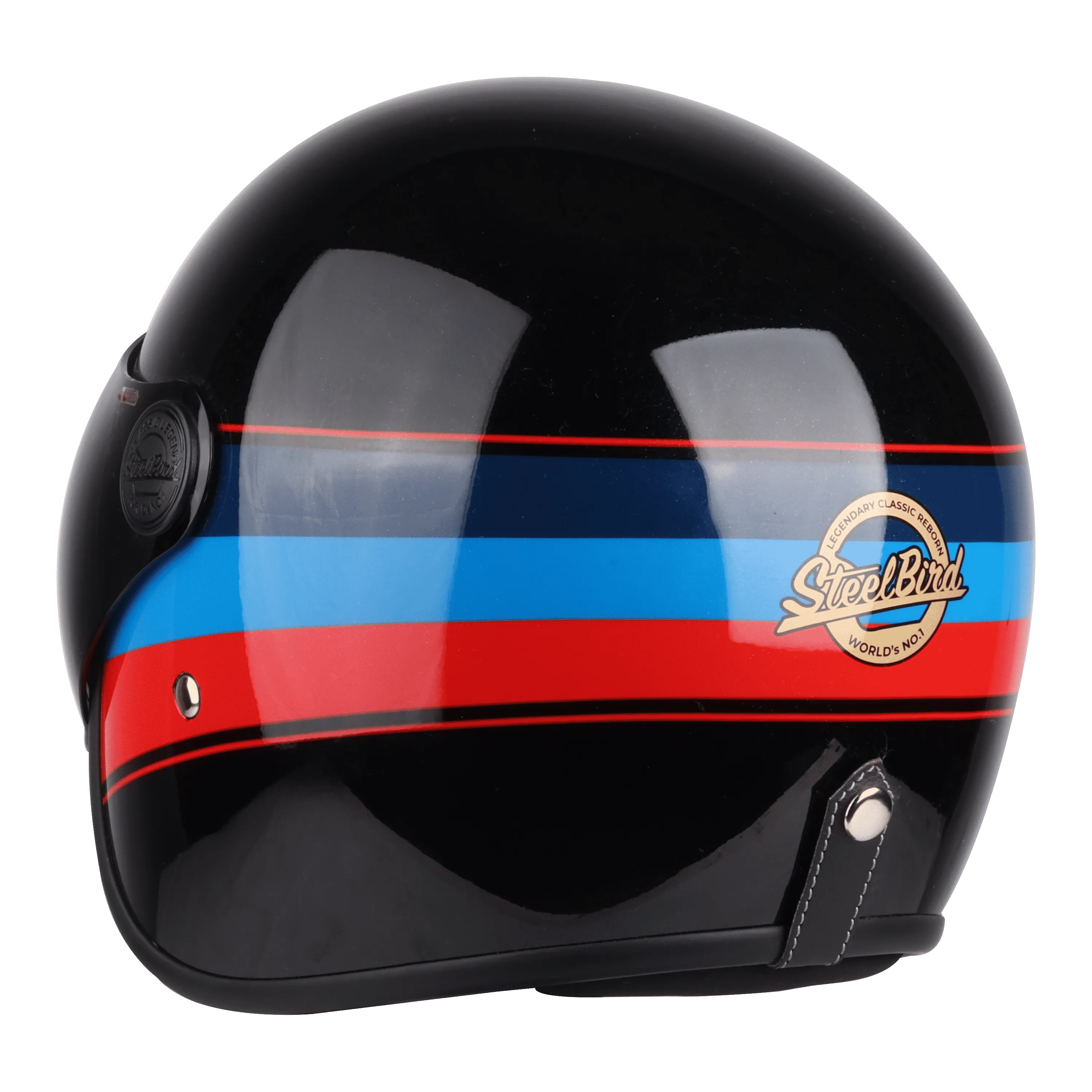 STEELBIRD Sbh 54 Vintage Black Red Half Face Helmet