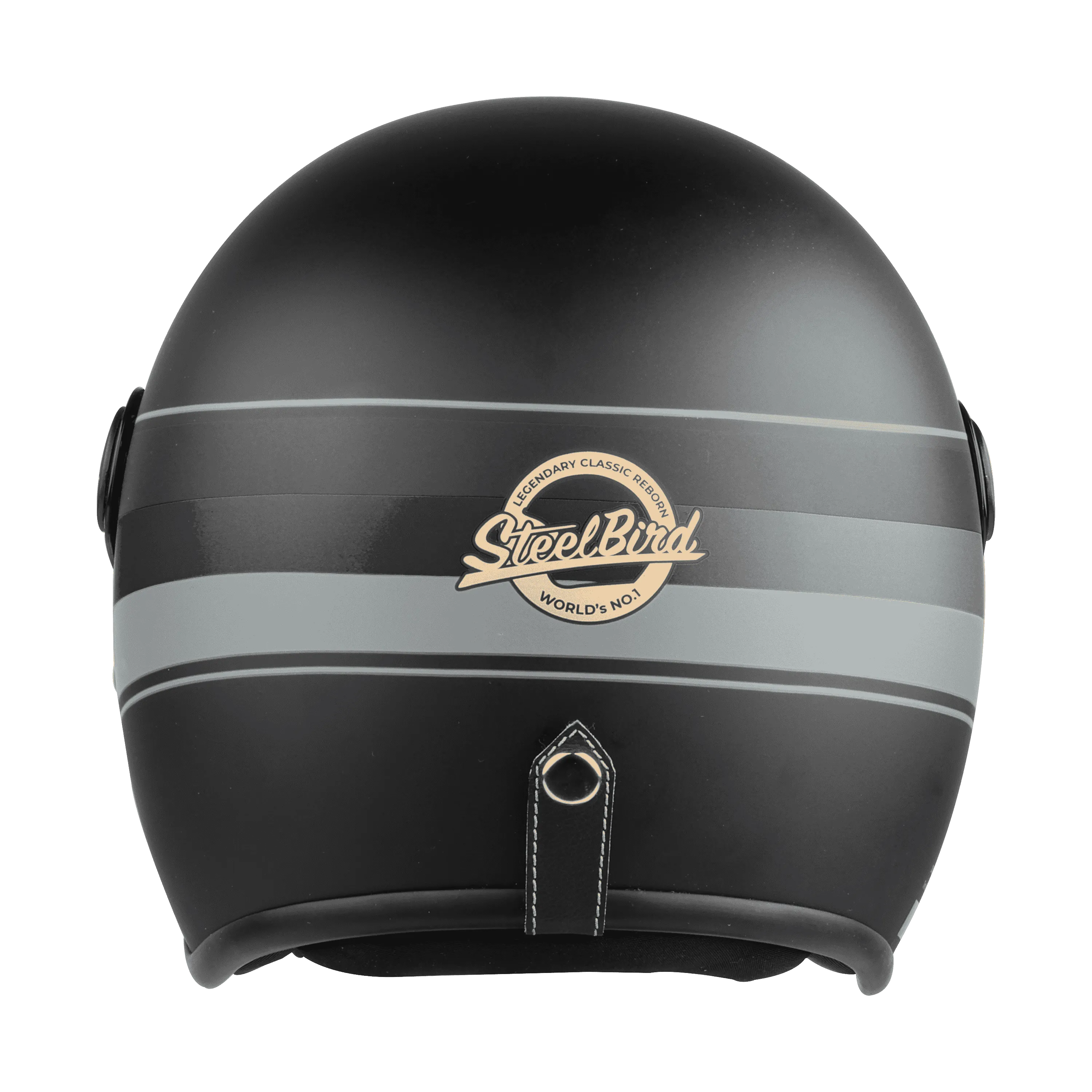 STEELBIRD Sbh 56 Vintage S1 Black Grey Half Face Helmet