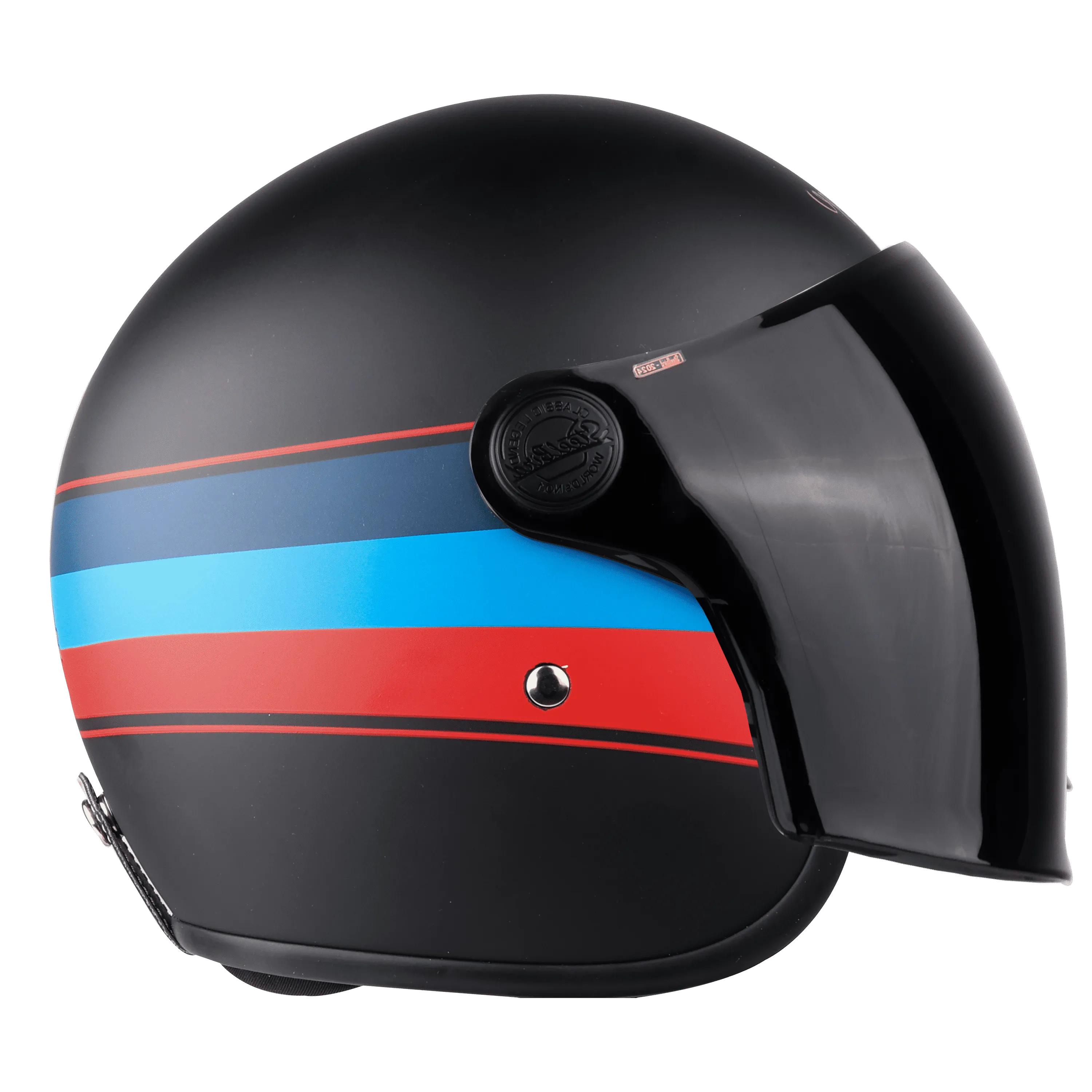 STEELBIRD Sbh 56 Vintage Black Red Half Face Helmet