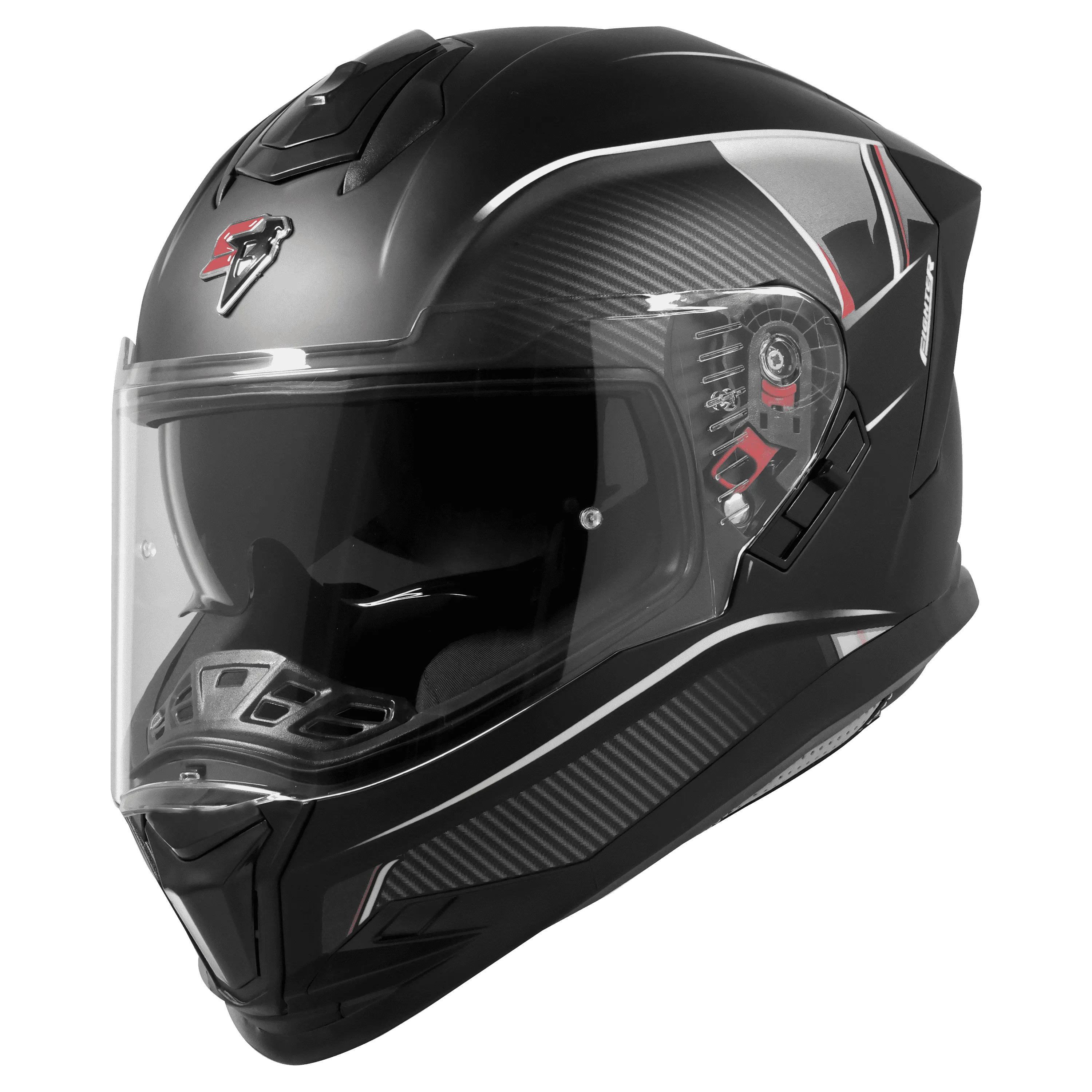 Steelbird Sbh 57 Fighter Black White Full Face Helmet