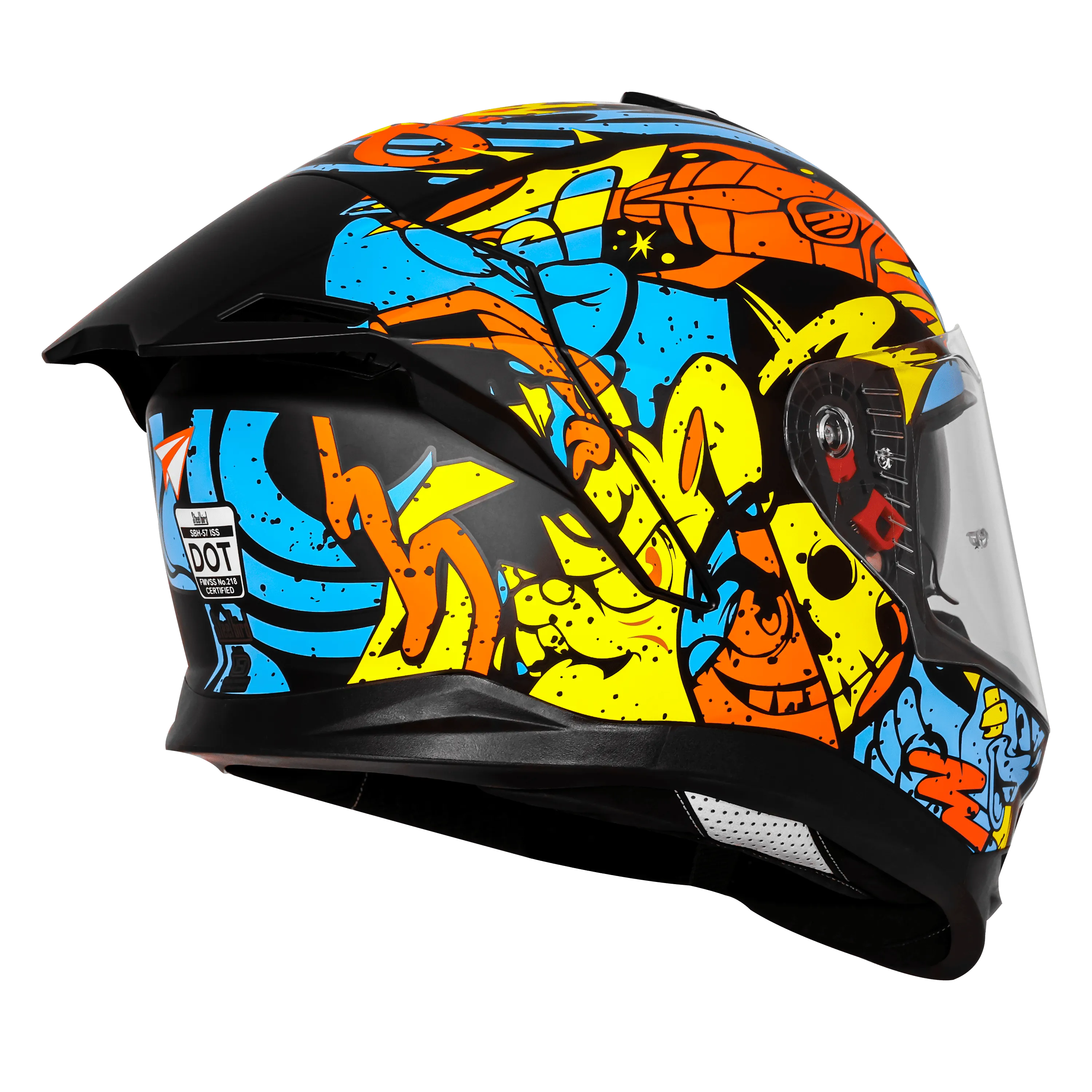Steelbird Sbh 57 Fighter F10 Black Neon Orange Full Face Helmet