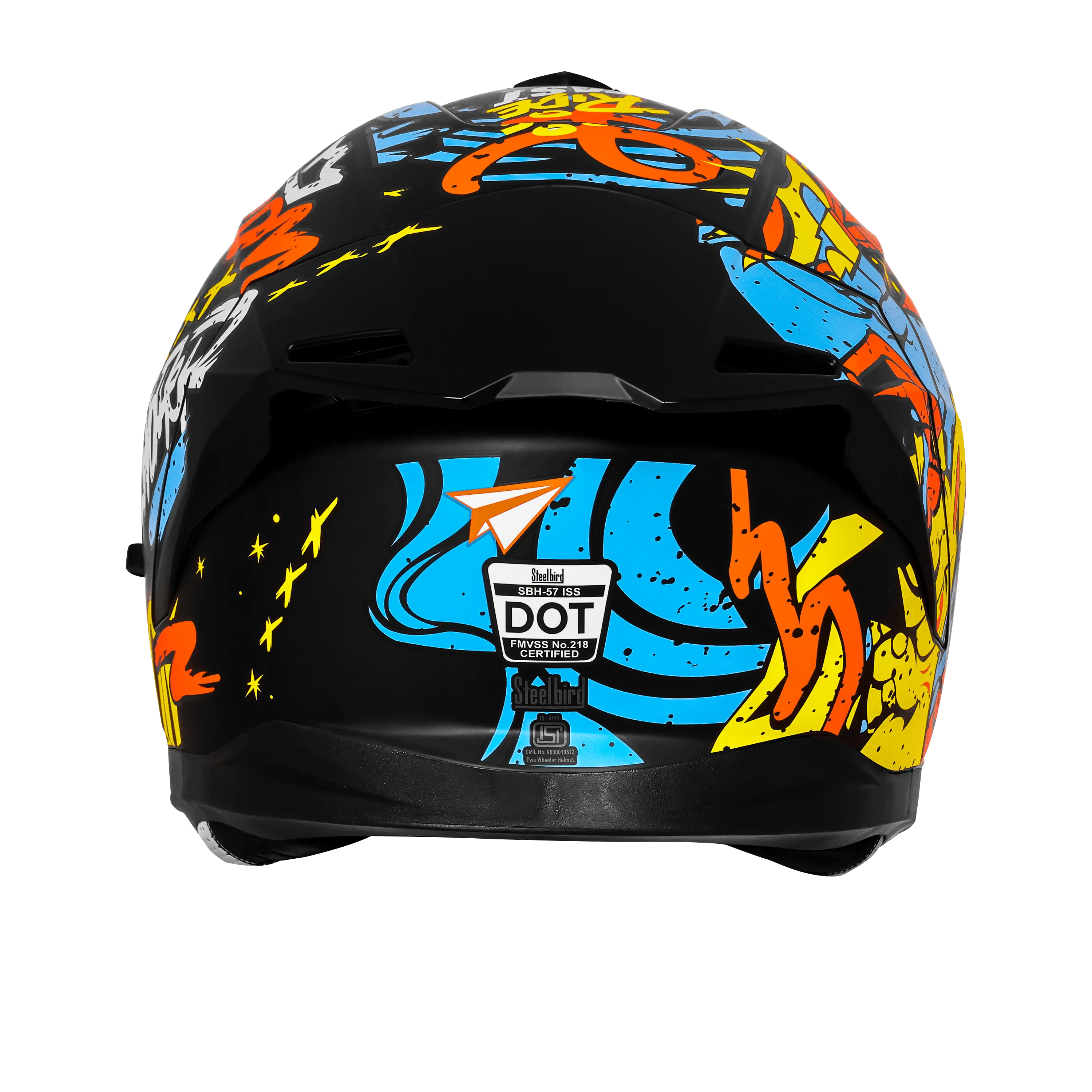 Steelbird Sbh 57 Fighter F10 Black Neon Orange Full Face Helmet