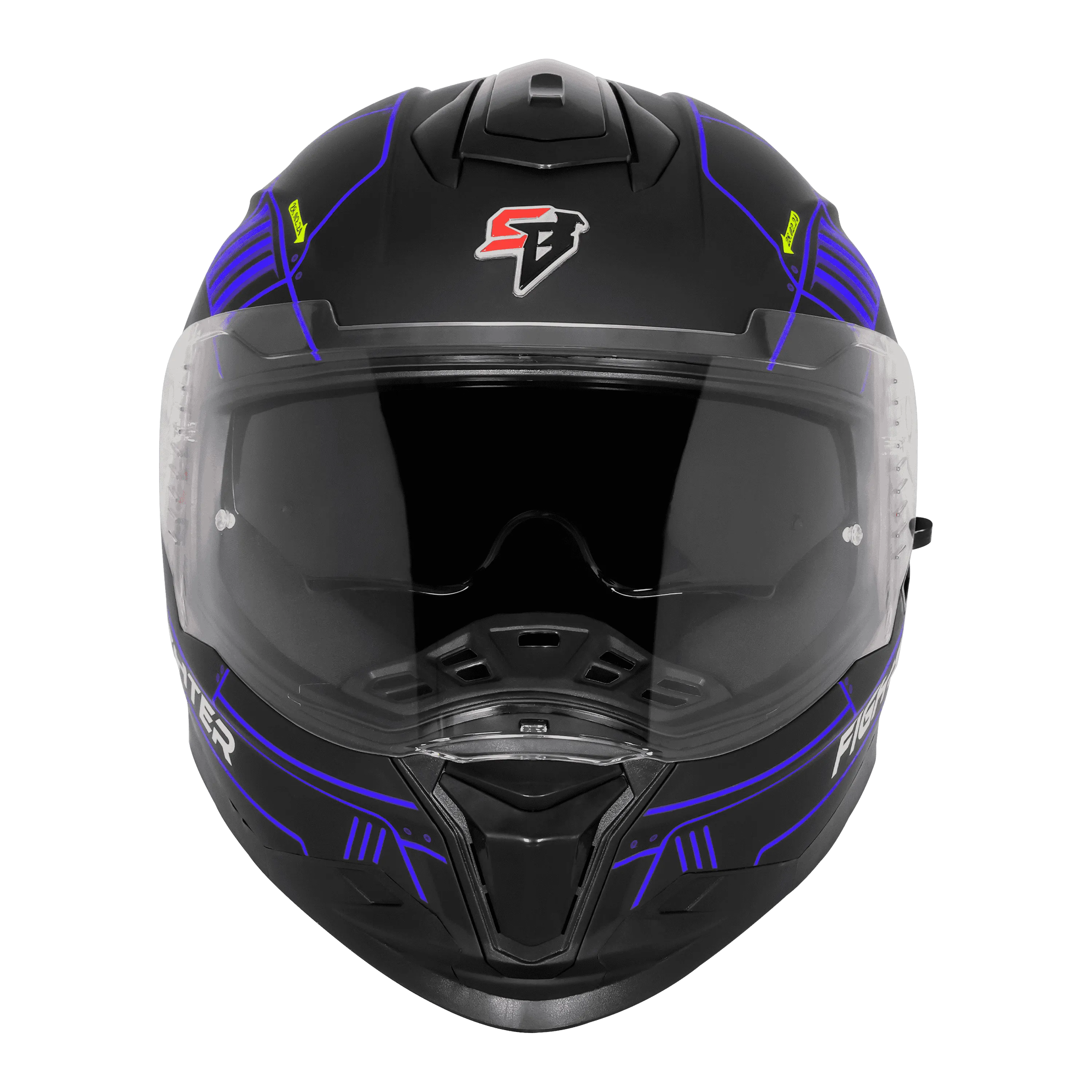 Steelbird Sbh 57 Fighter F6 Black Blue Full face Helmet
