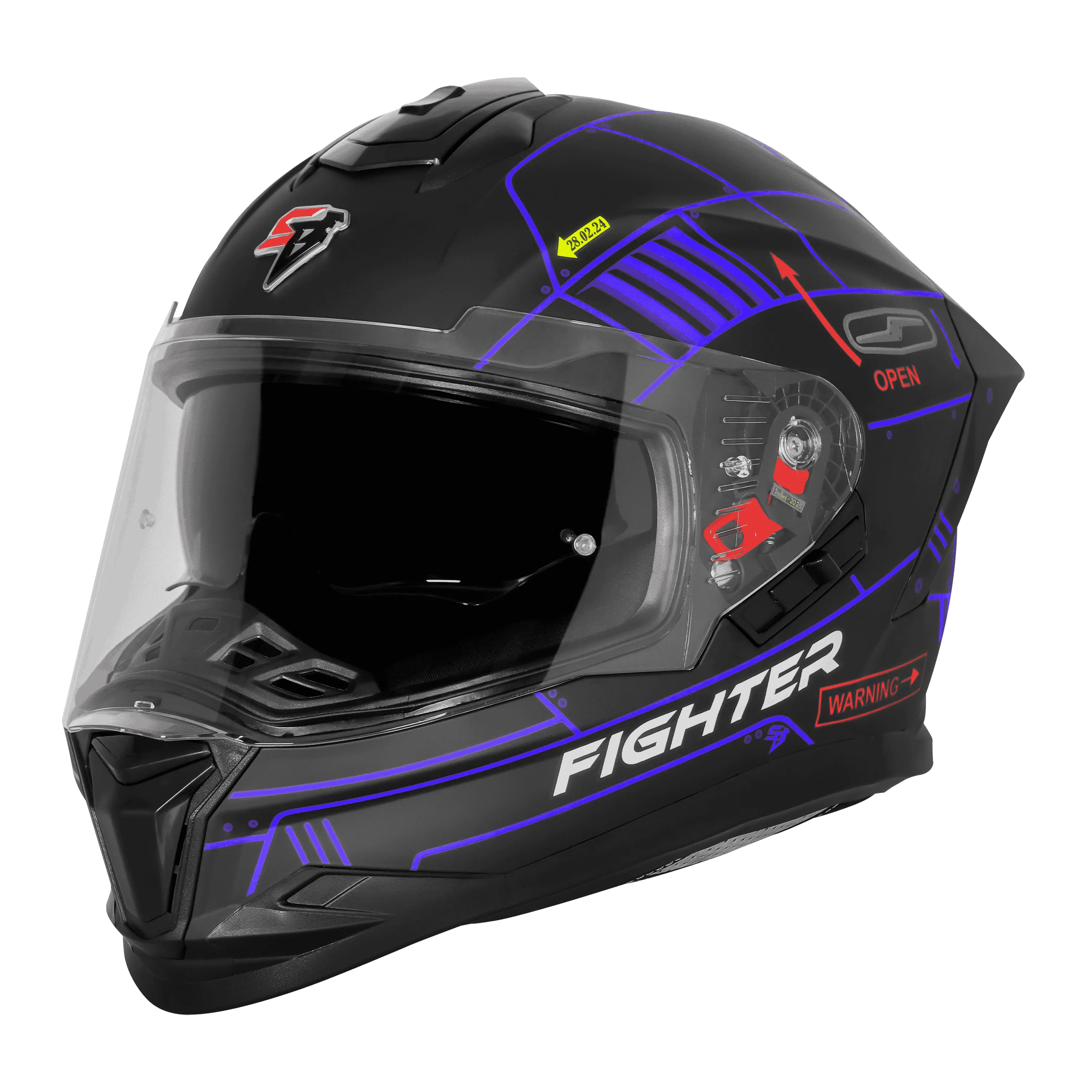 Steelbird Sbh 57 Fighter F6 Black Blue Full face Helmet