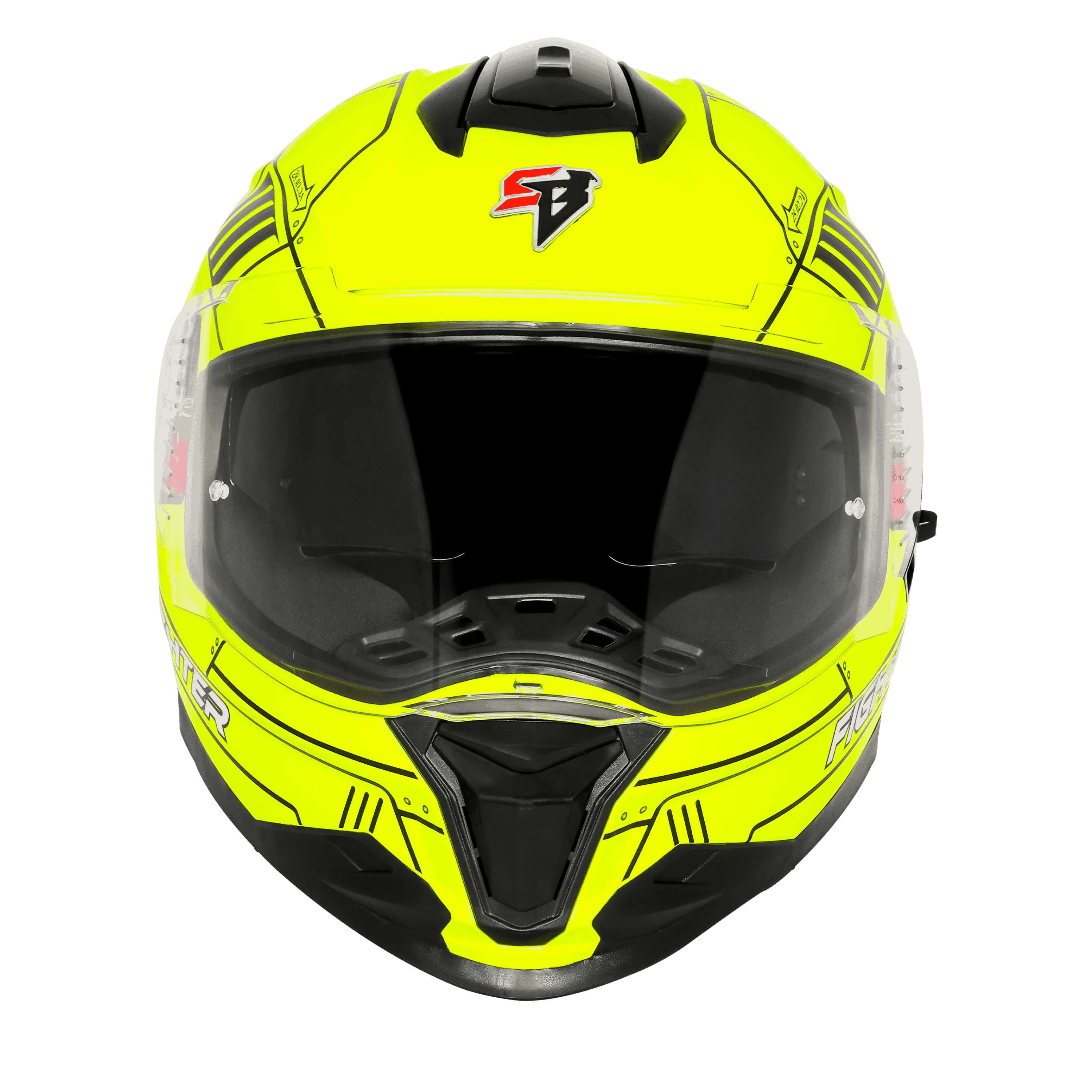 Steelbird Sbh 57 Fighter F6 Black Neon Full Face Helmet 